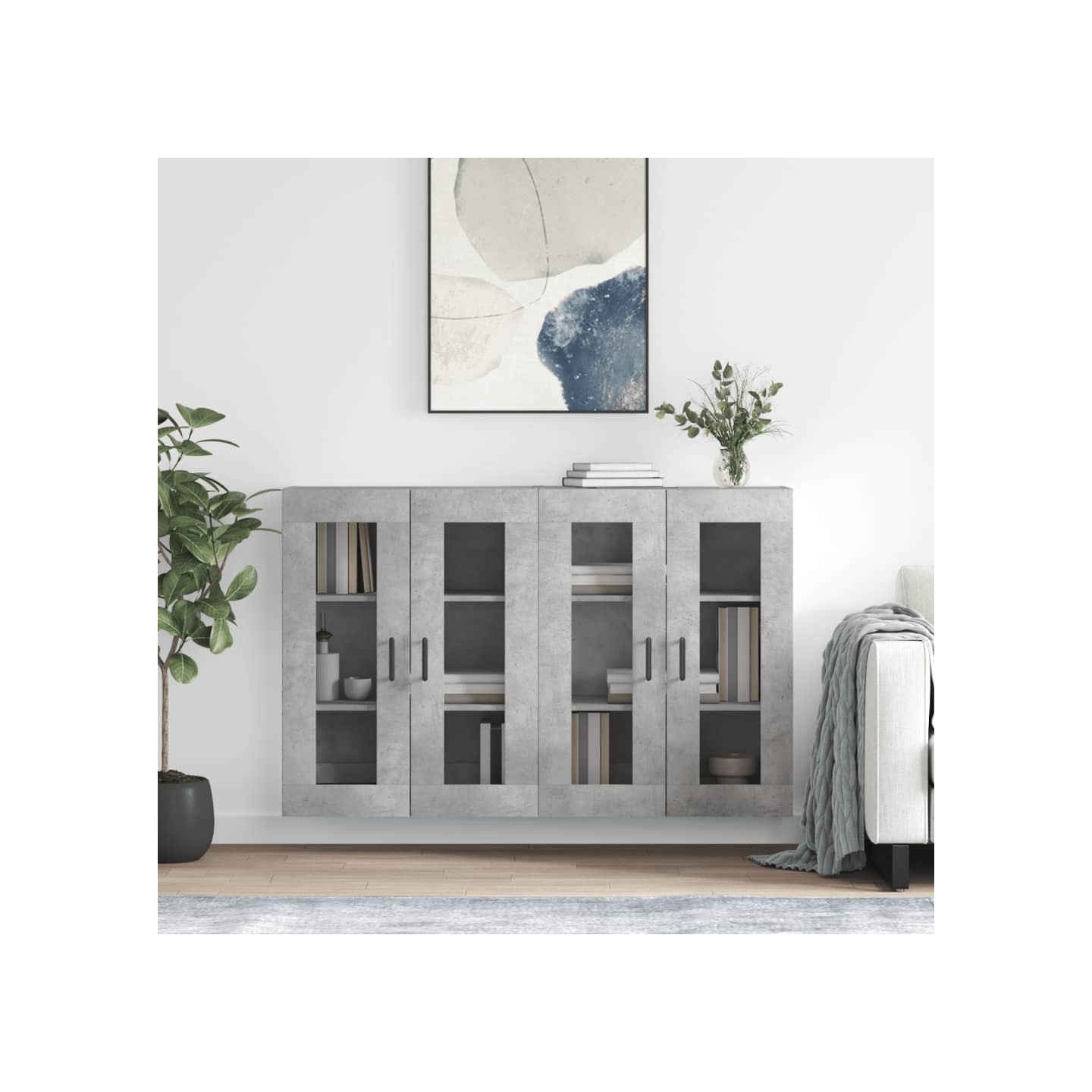 Armoires murales 2 pcs gris béton bois d'ingénierie