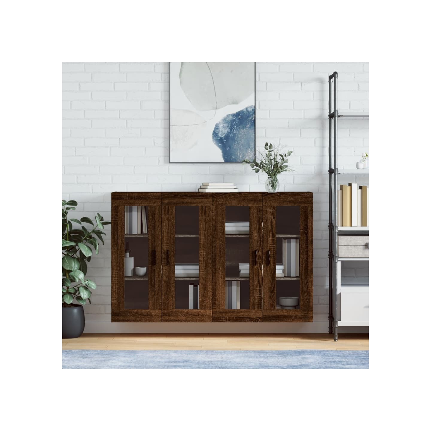 Armoires murales 2 pcs chêne marron bois d'ingénierie