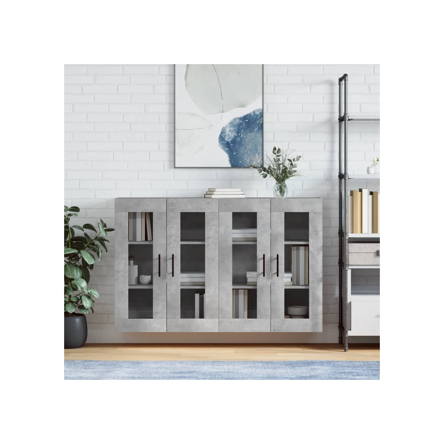 Armoires murales 2 pcs gris béton bois d'ingénierie