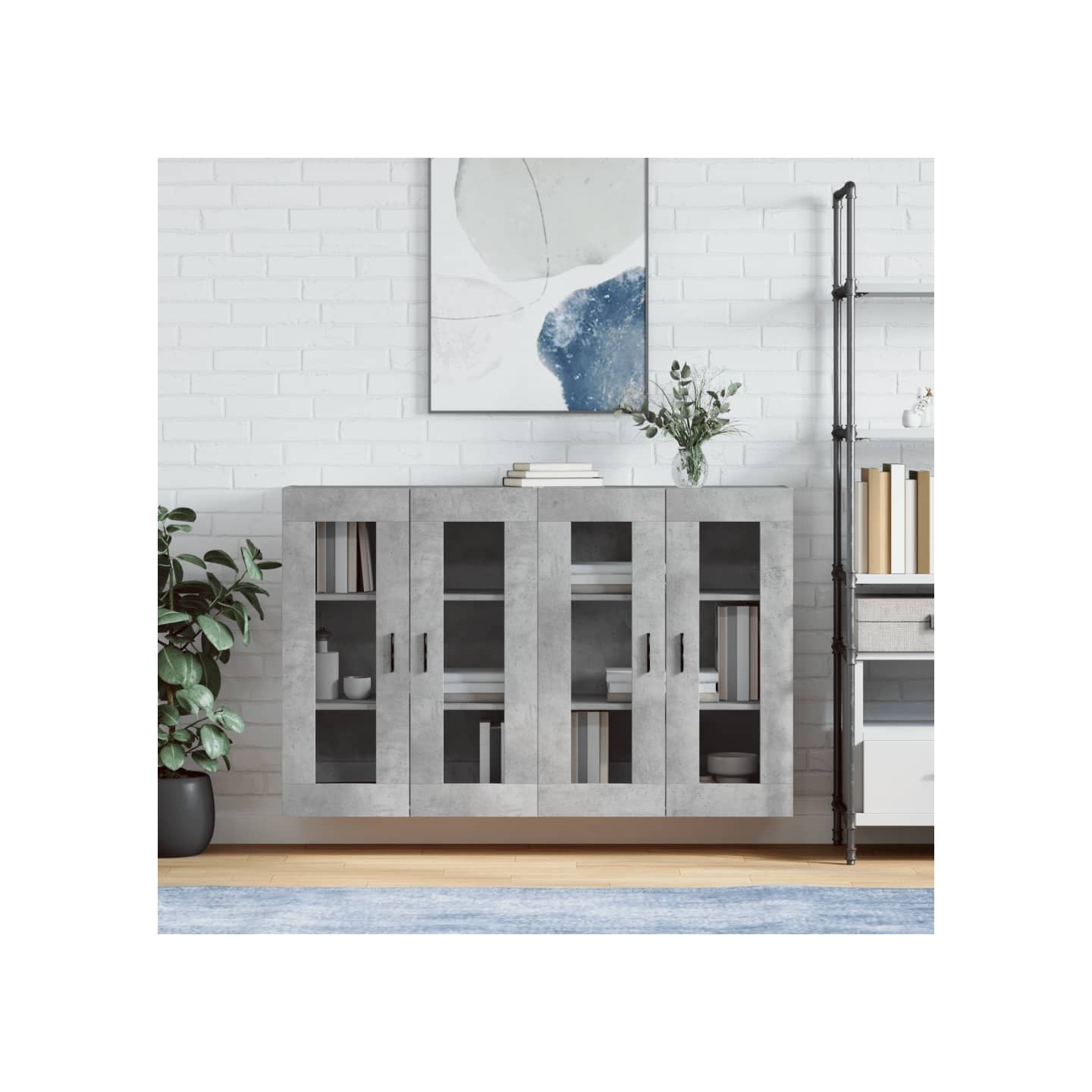 Armoires murales 2 pcs gris béton bois d'ingénierie