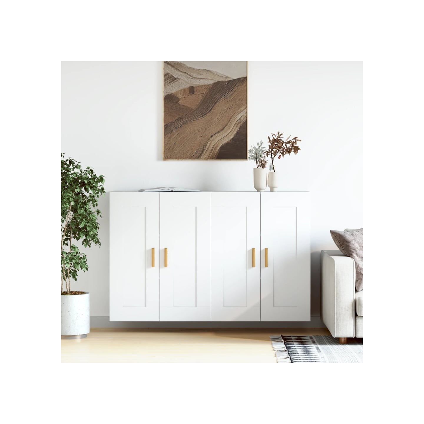 Armoires murales 2 pcs blanc bois d'ingénierie