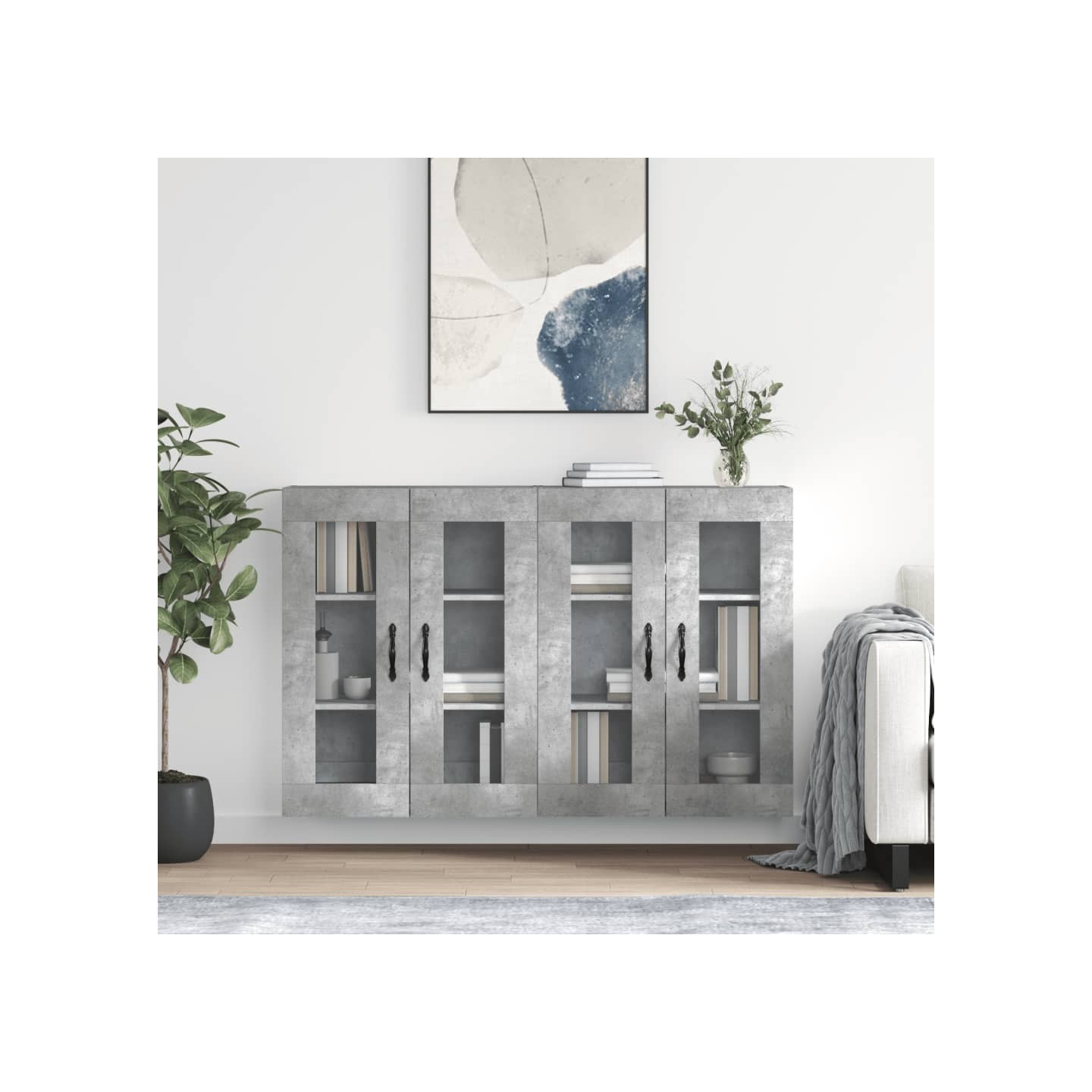 Armoires murales 2 pcs gris béton bois d'ingénierie