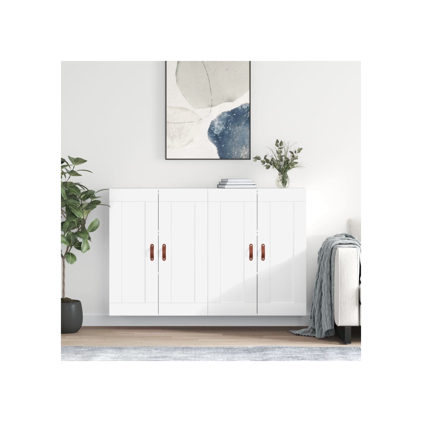 Armoires murales 2 pcs blanc bois d'ingénierie