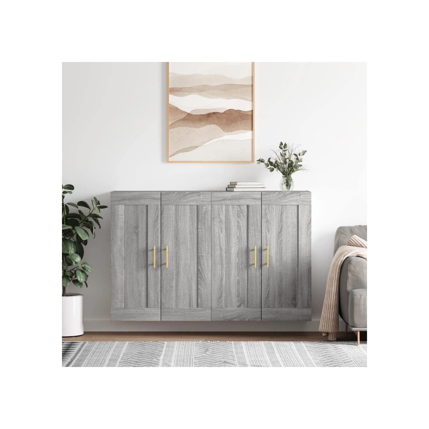 Armoires murales 2 pcs sonoma gris bois d'ingénierie