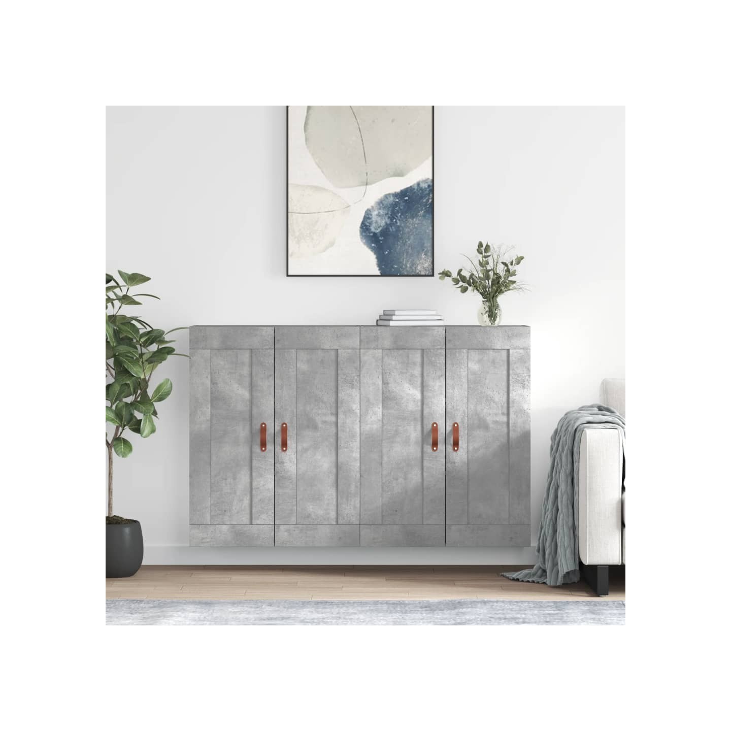 Armoires murales 2 pcs gris béton bois d'ingénierie