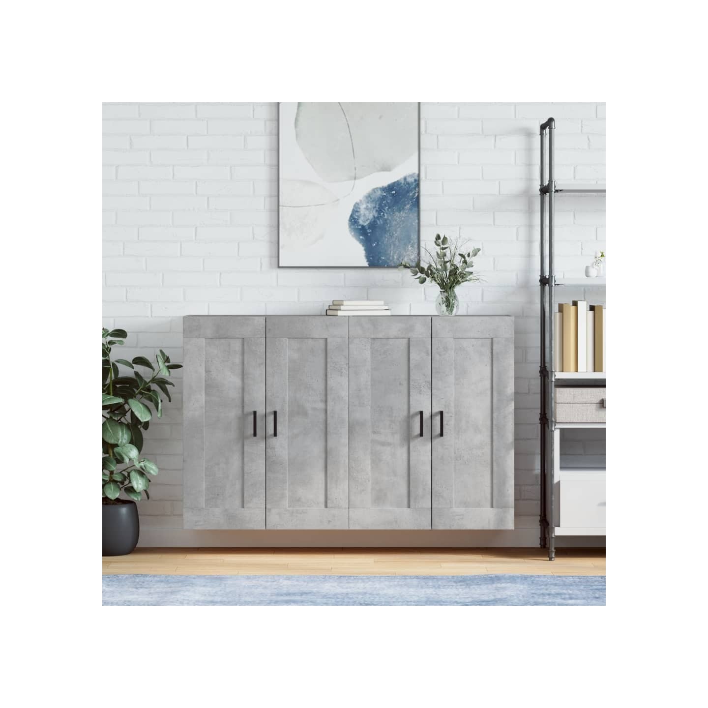 Armoires murales 2 pcs gris béton bois d'ingénierie