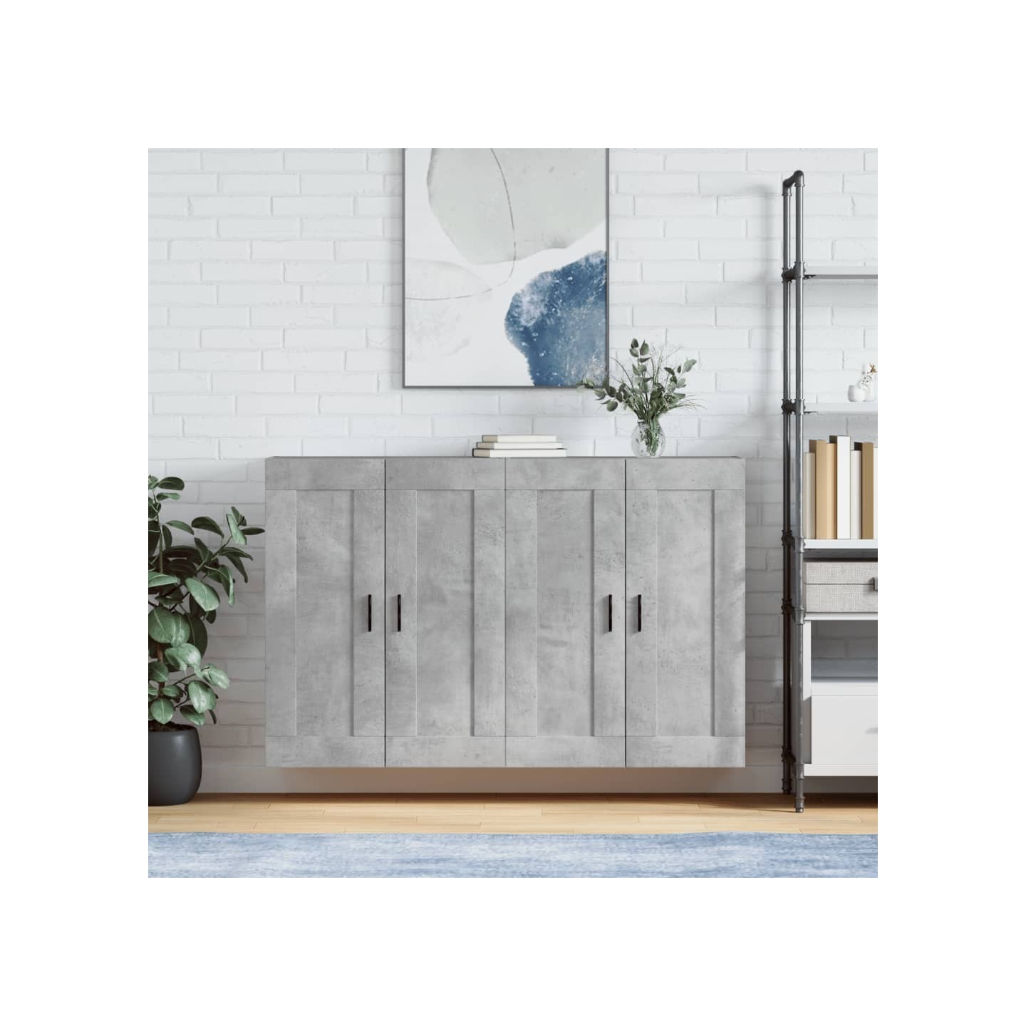 Armoires murales 2 pcs gris béton bois d'ingénierie