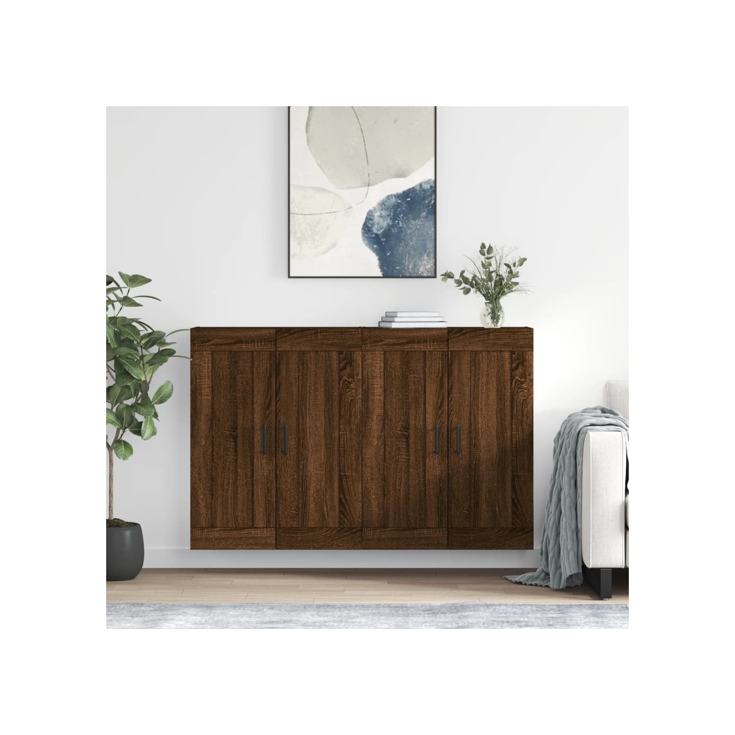 Armoires murales 2 pcs chêne marron bois d'ingénierie