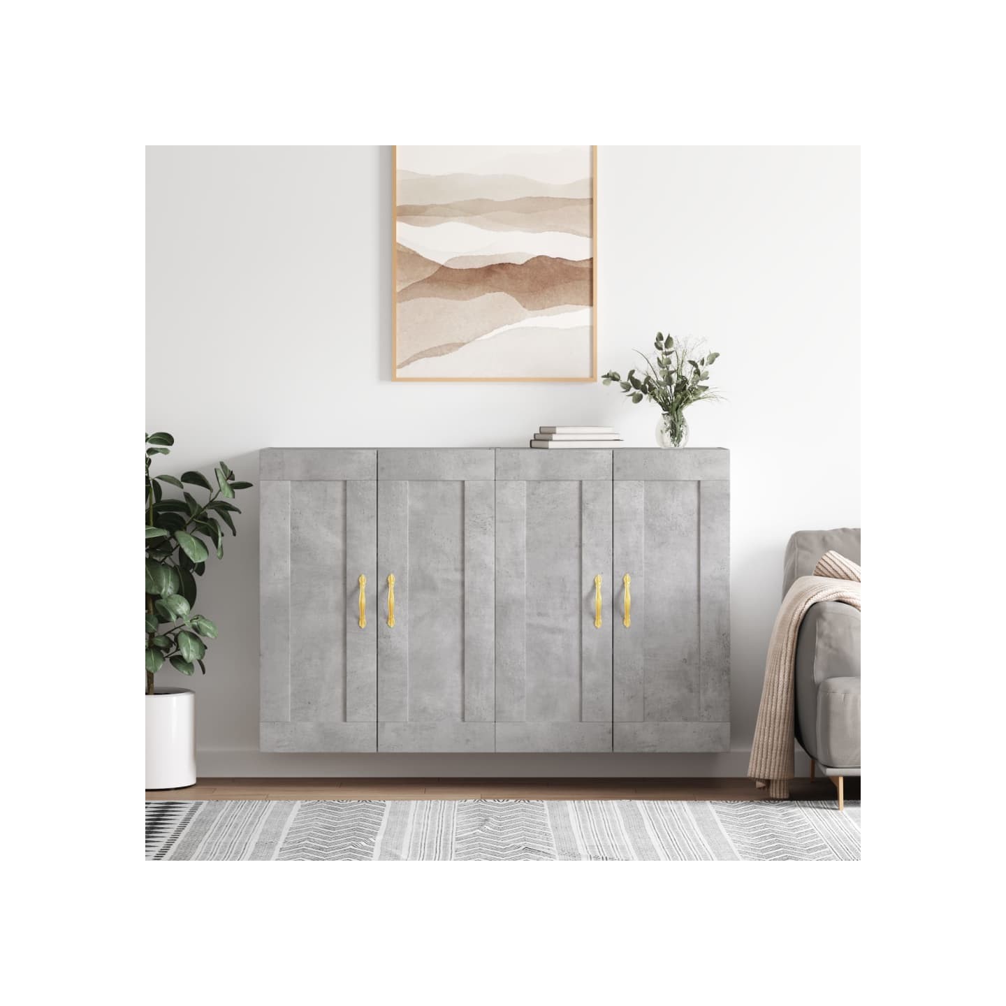 Armoires murales 2 pcs gris béton bois d'ingénierie