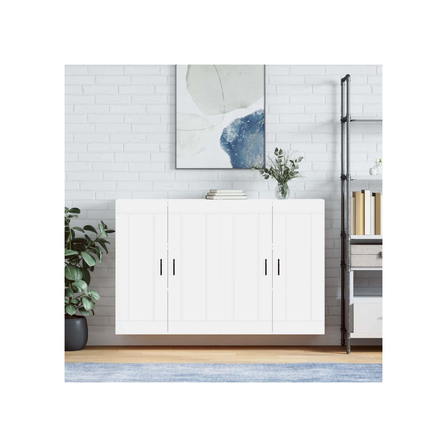 Armoires murales 2 pcs blanc bois d'ingénierie