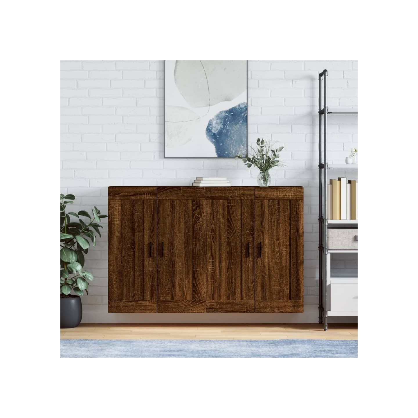 Armoires murales 2 pcs chêne marron bois d'ingénierie