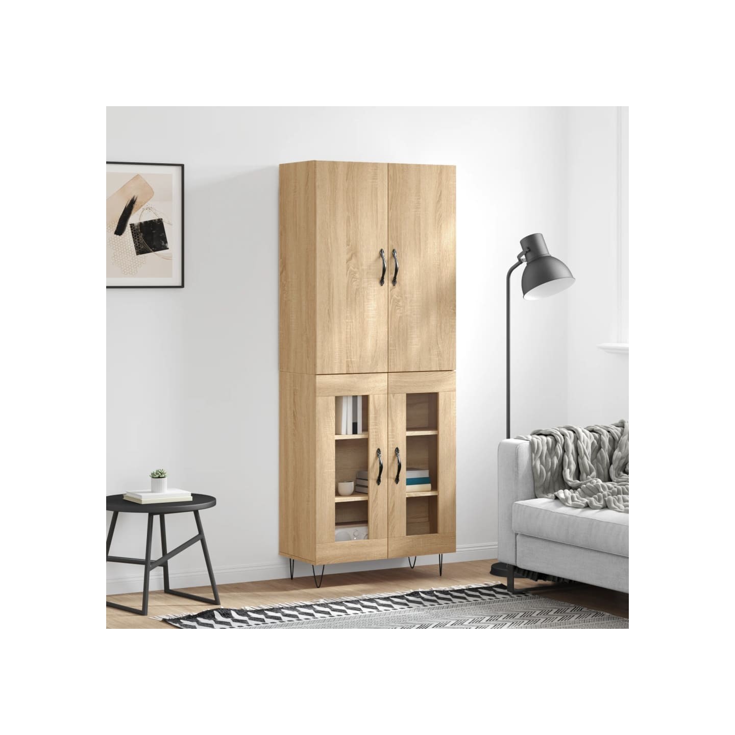 Buffet haut Chêne sonoma 69,5x34x180 cm Bois d'ingénierie