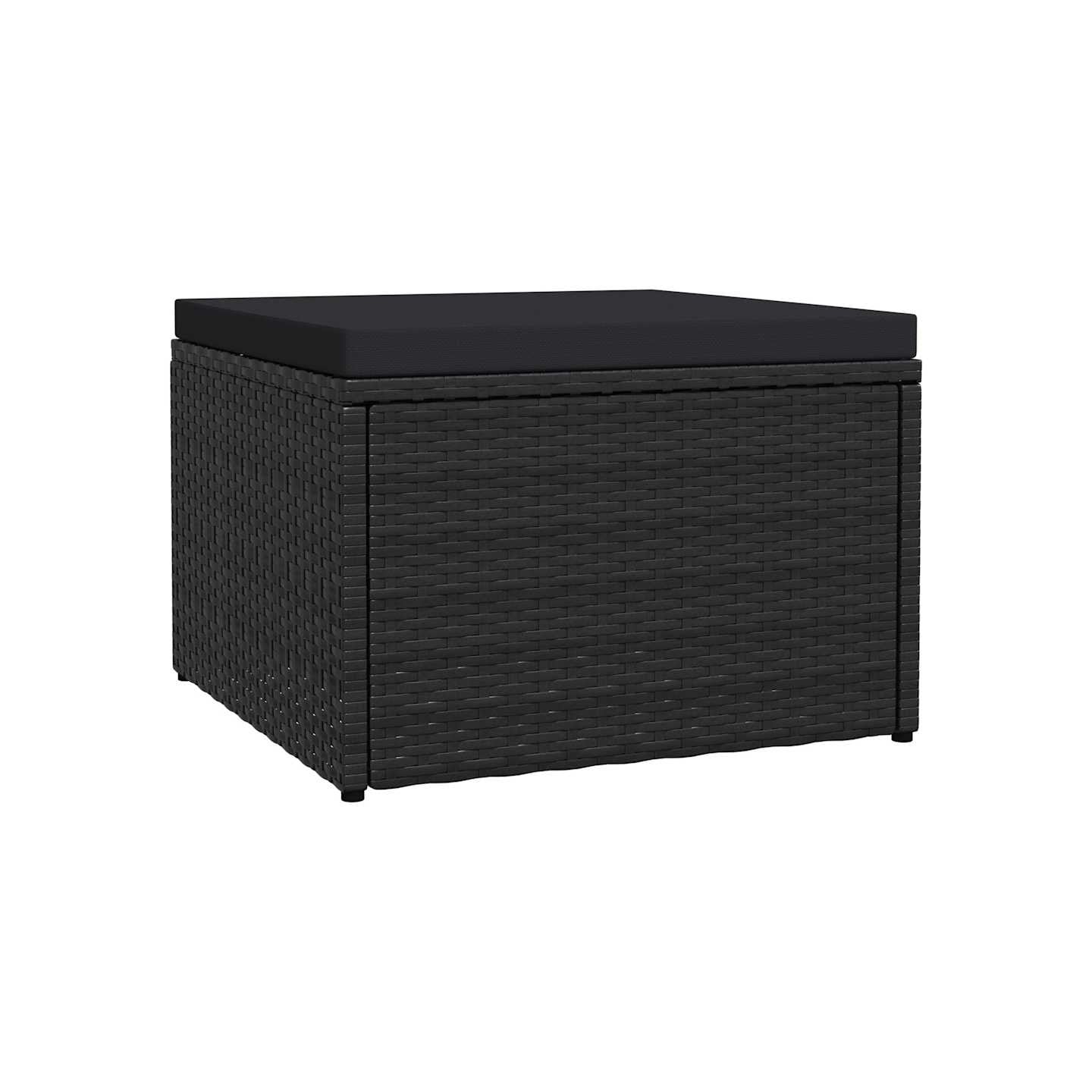Tabouret de jardin avec coussin Noir Résine tressée
