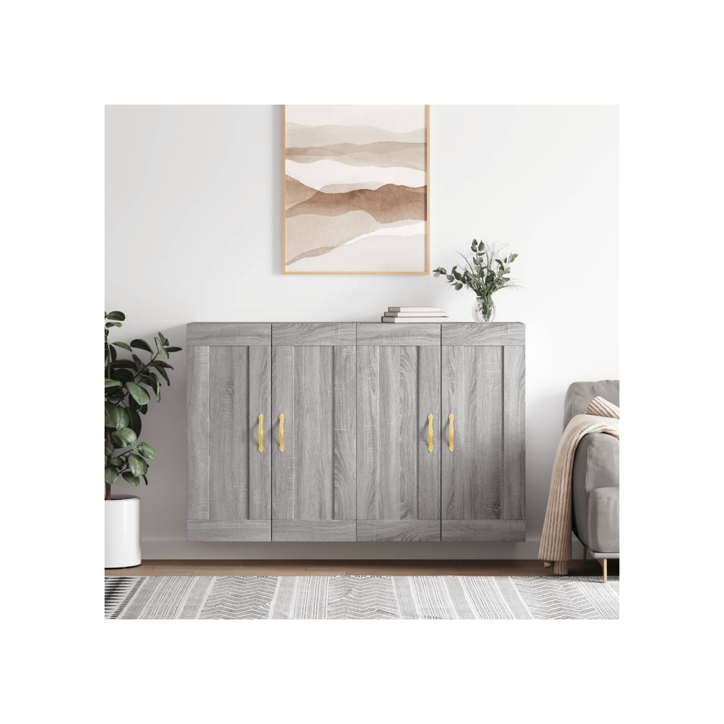 Armoires murales 2 pcs sonoma gris bois d'ingénierie