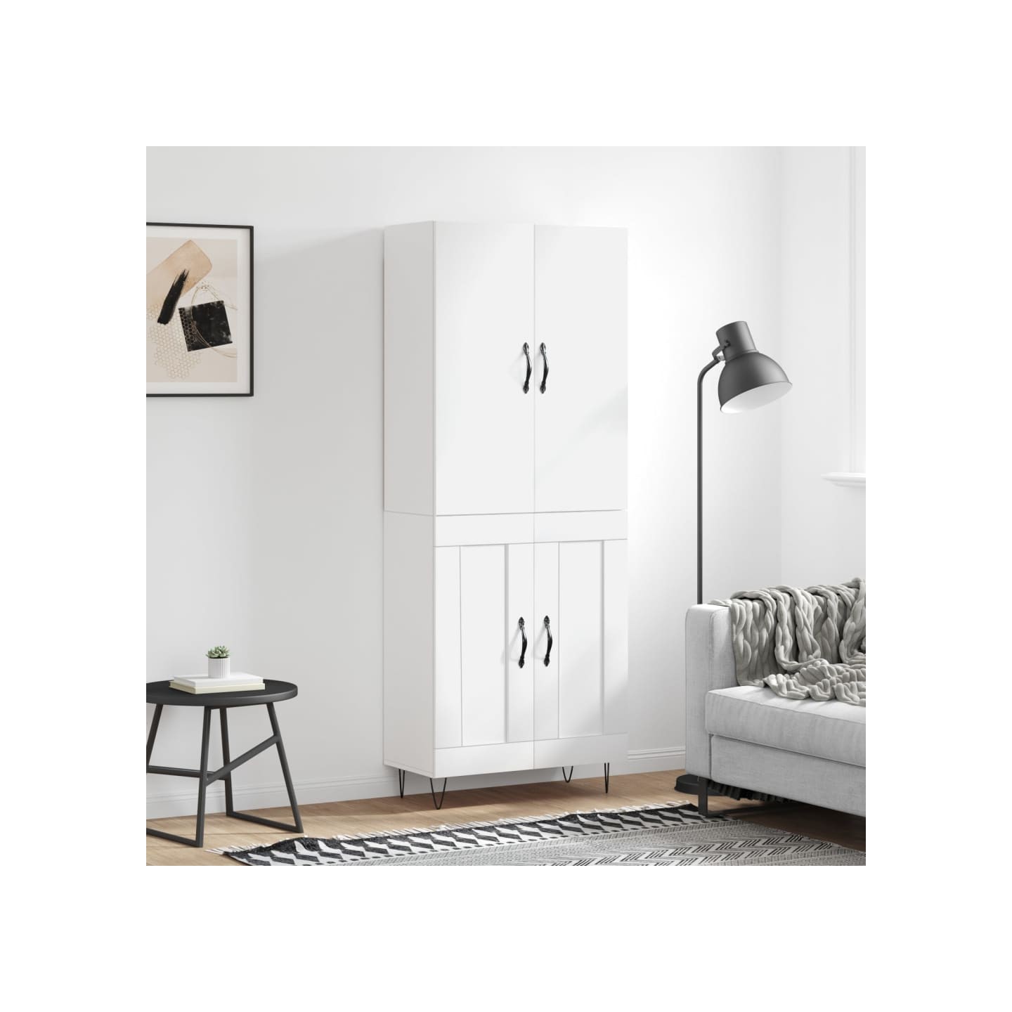 Buffet haut Blanc 69,5x34x180 cm Bois d'ingénierie