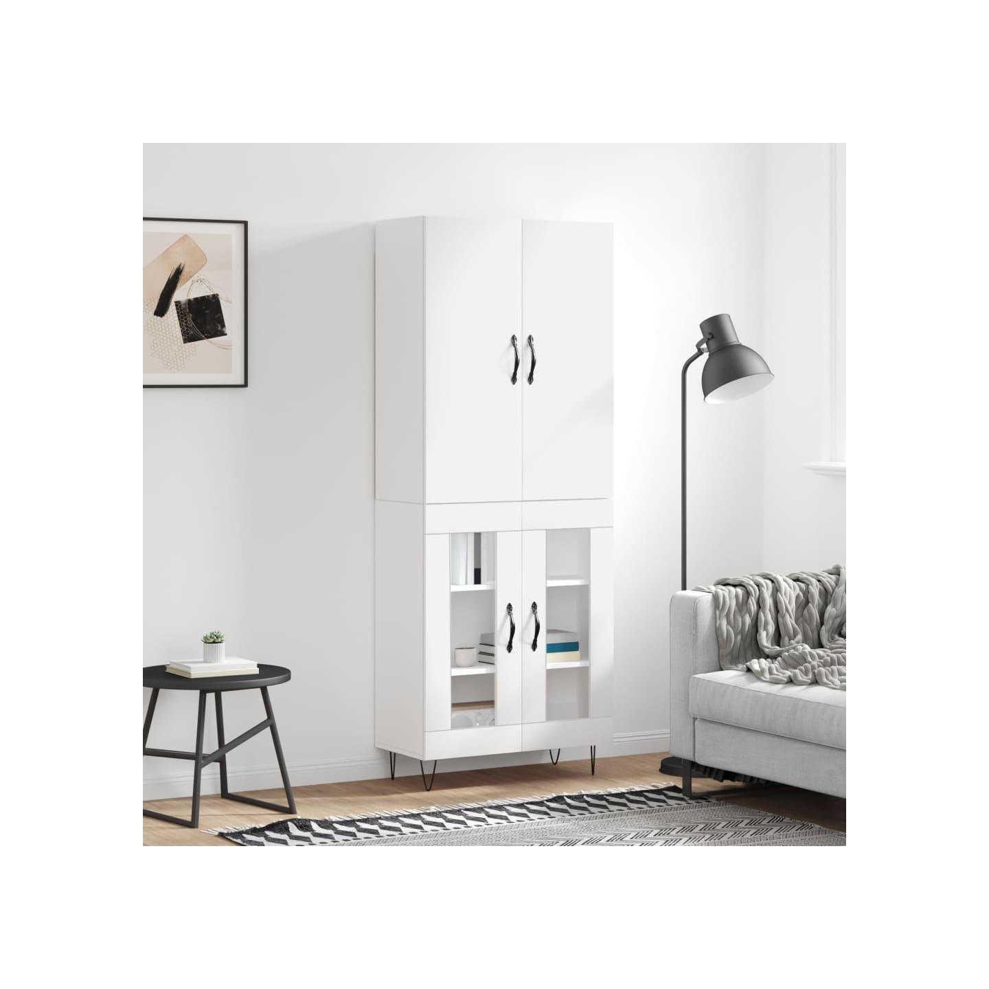 Buffet haut Blanc 69,5x34x180 cm Bois d'ingénierie