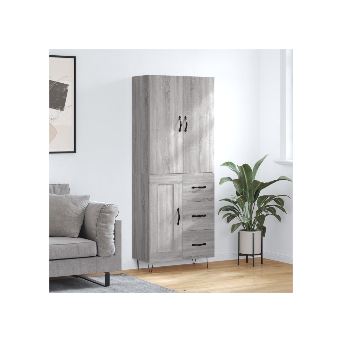 Buffet haut Sonoma gris 69,5x34x180 cm Bois d'ingénierie