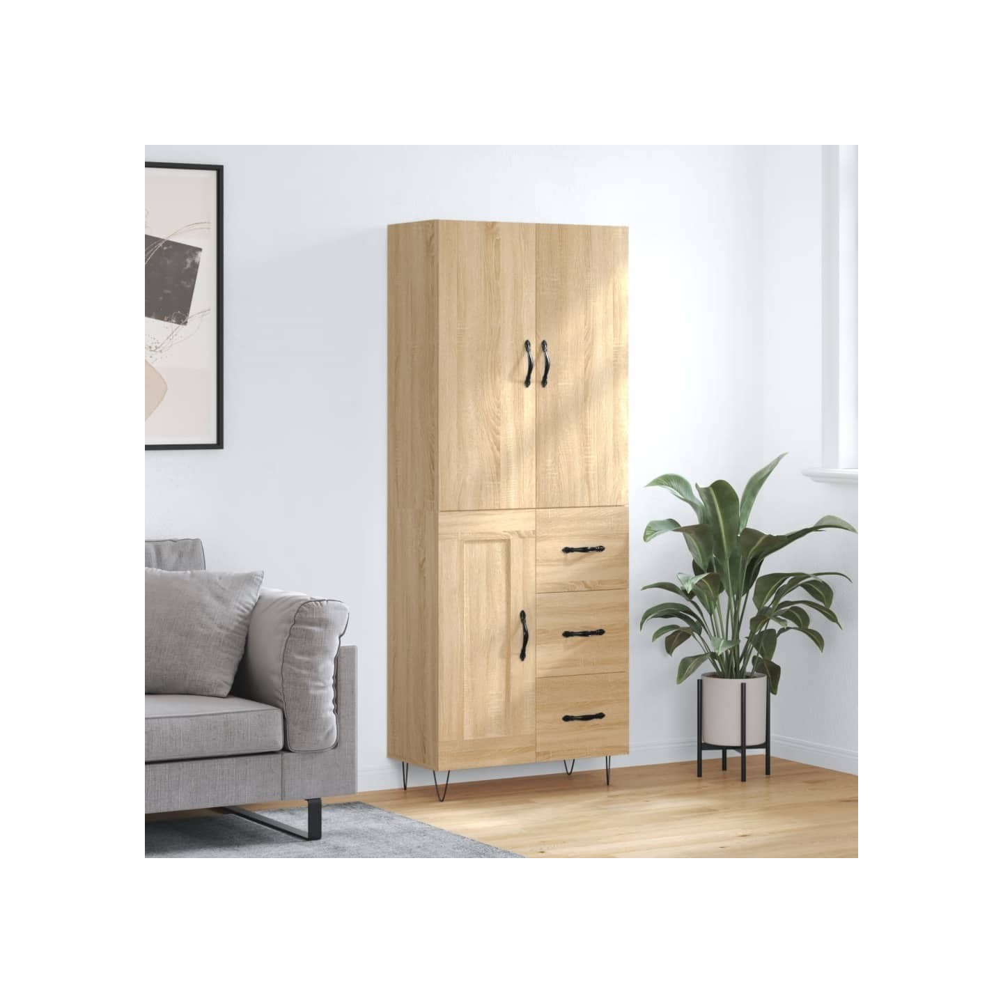 Buffet haut Chêne sonoma 69,5x34x180 cm Bois d'ingénierie