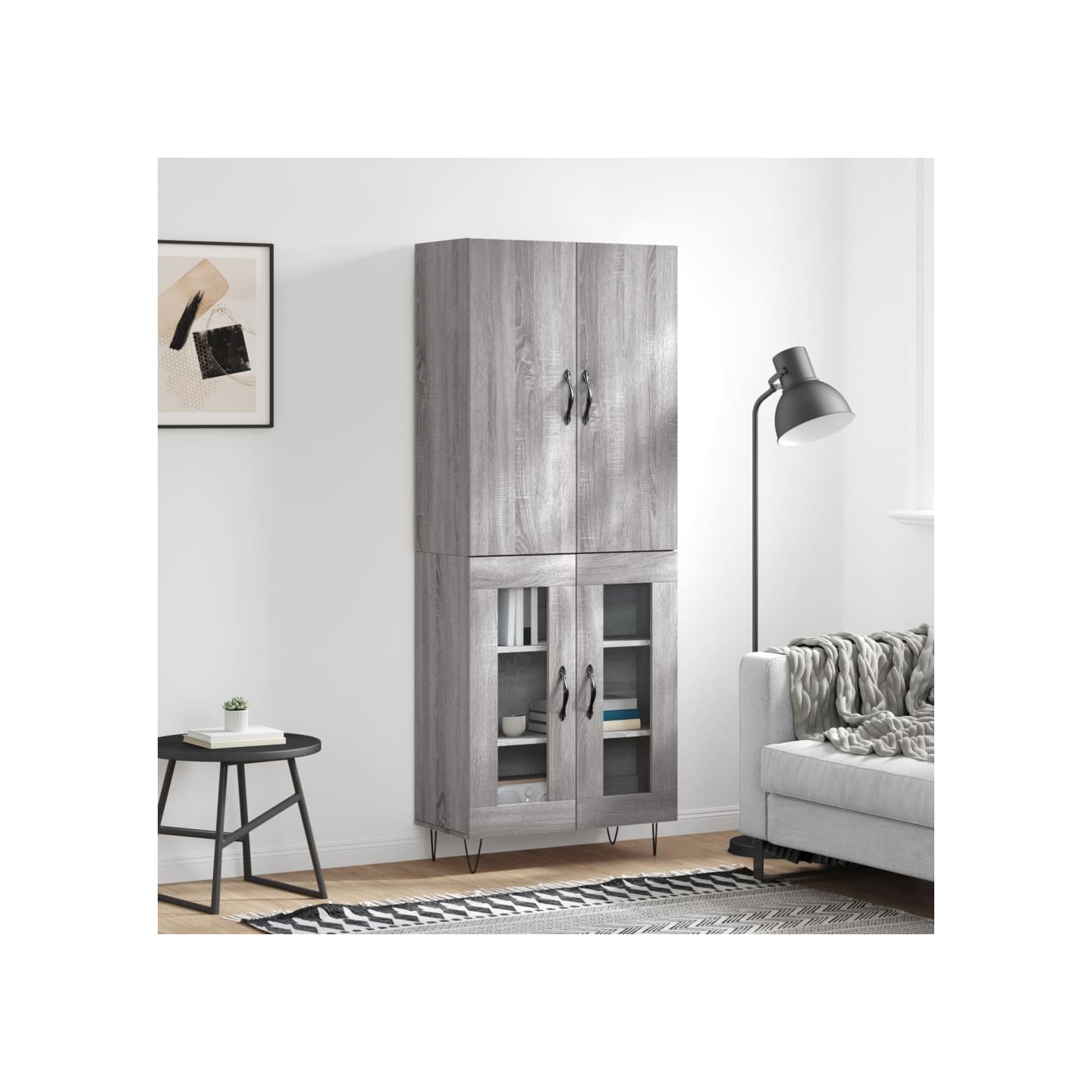 Buffet haut Sonoma gris 69,5x34x180 cm Bois d'ingénierie