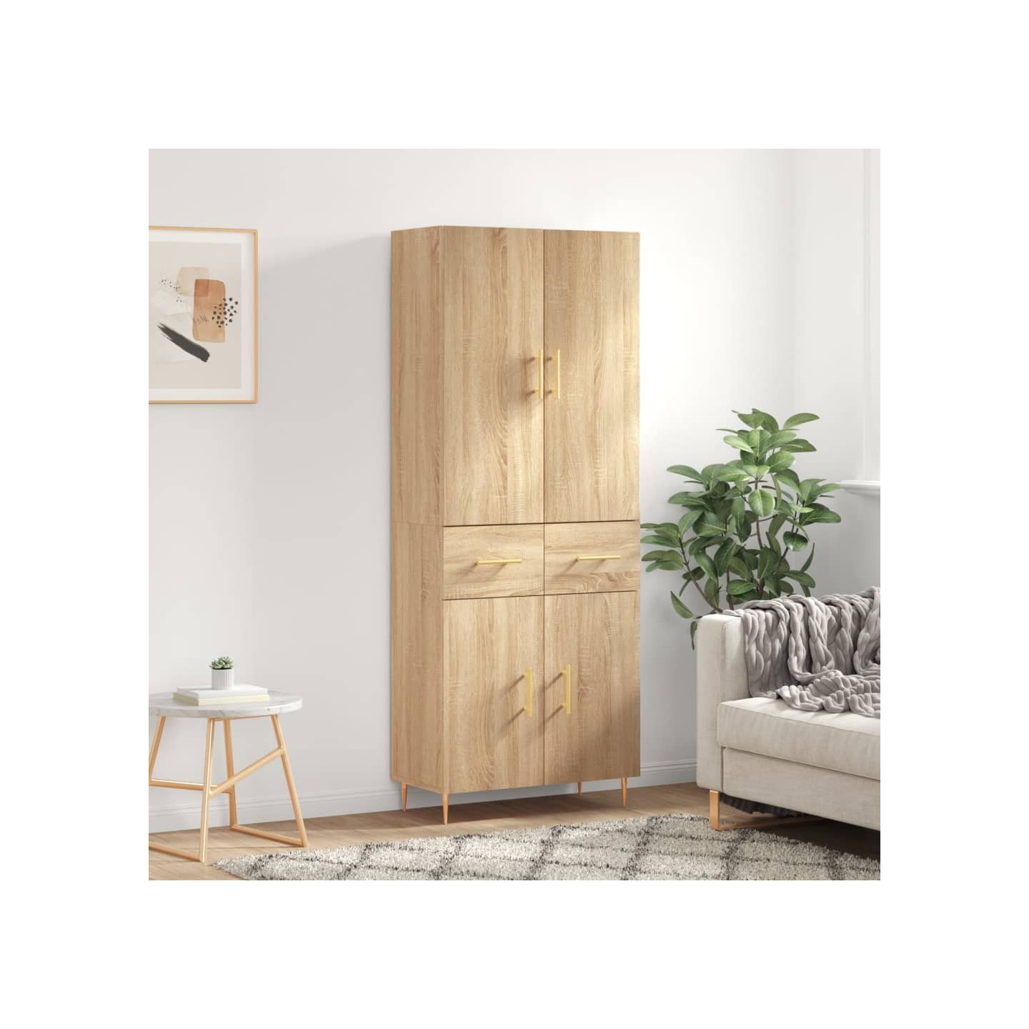 Buffet haut Chêne sonoma 69,5x34x180 cm Bois d'ingénierie