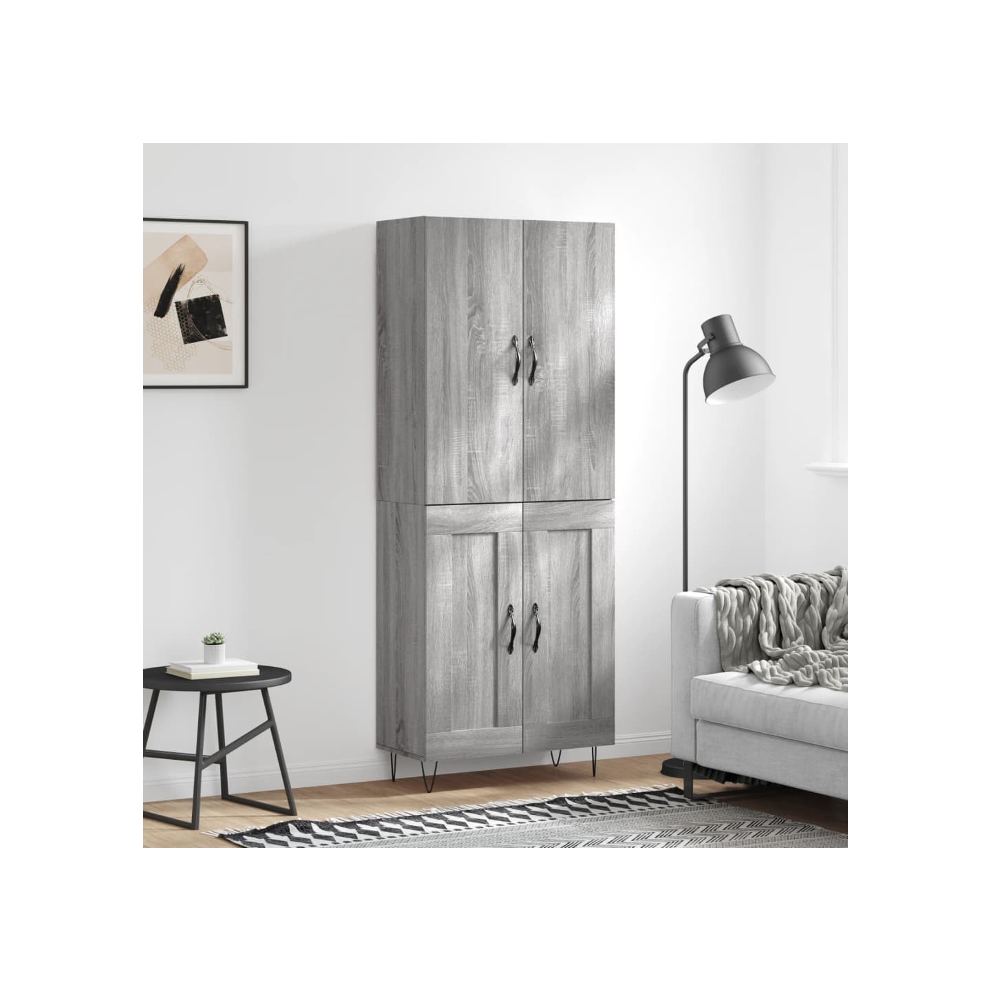 Buffet haut Sonoma gris 69,5x34x180 cm Bois d'ingénierie