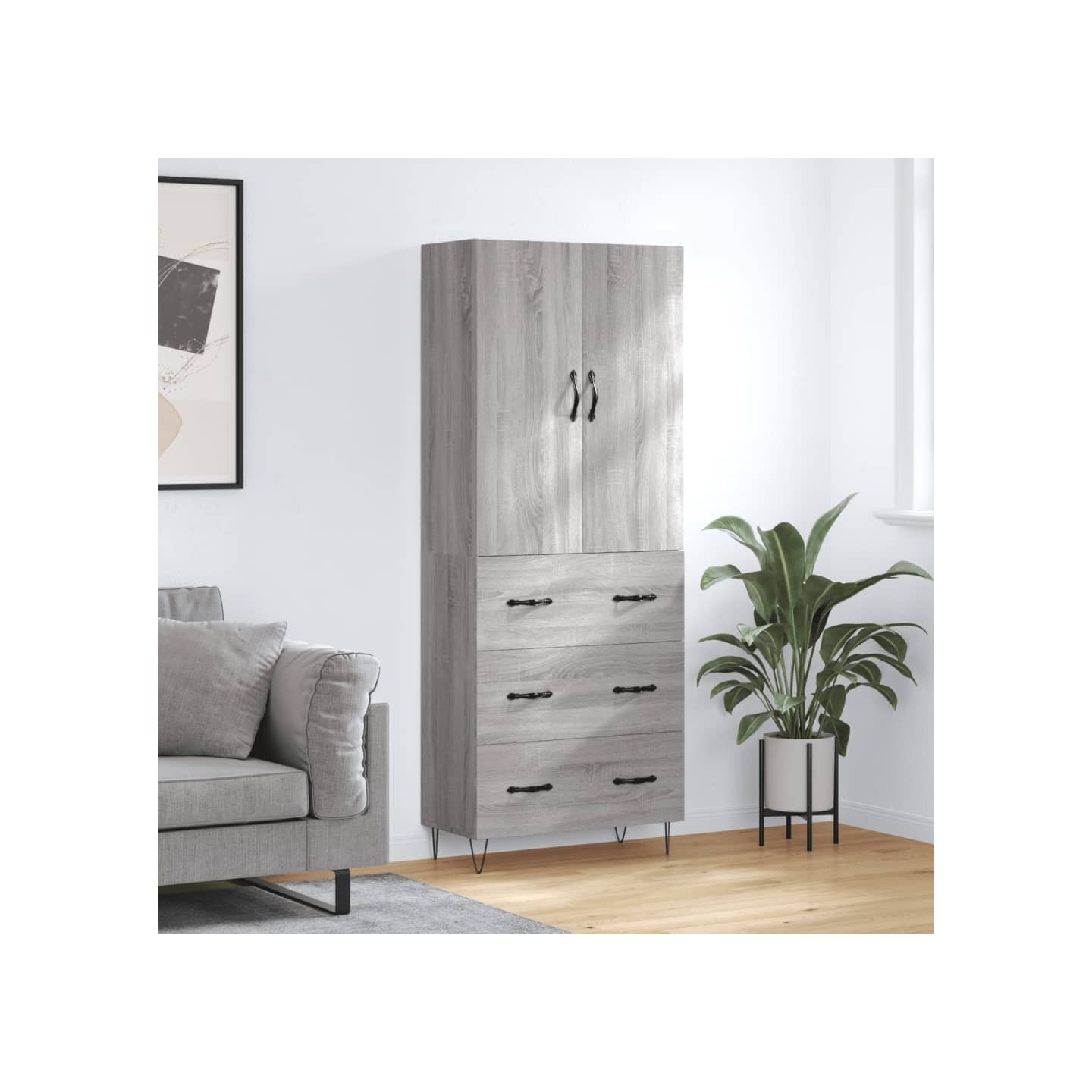Buffet haut Sonoma gris 69,5x34x180 cm Bois d'ingénierie