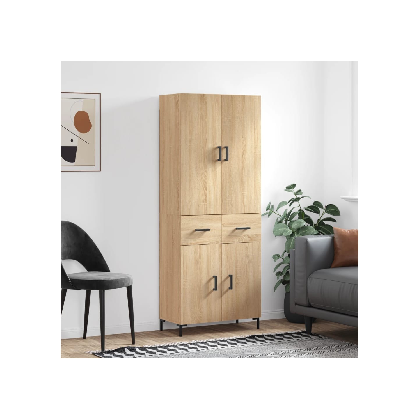 Buffet haut Chêne sonoma 69,5x34x180 cm Bois d'ingénierie