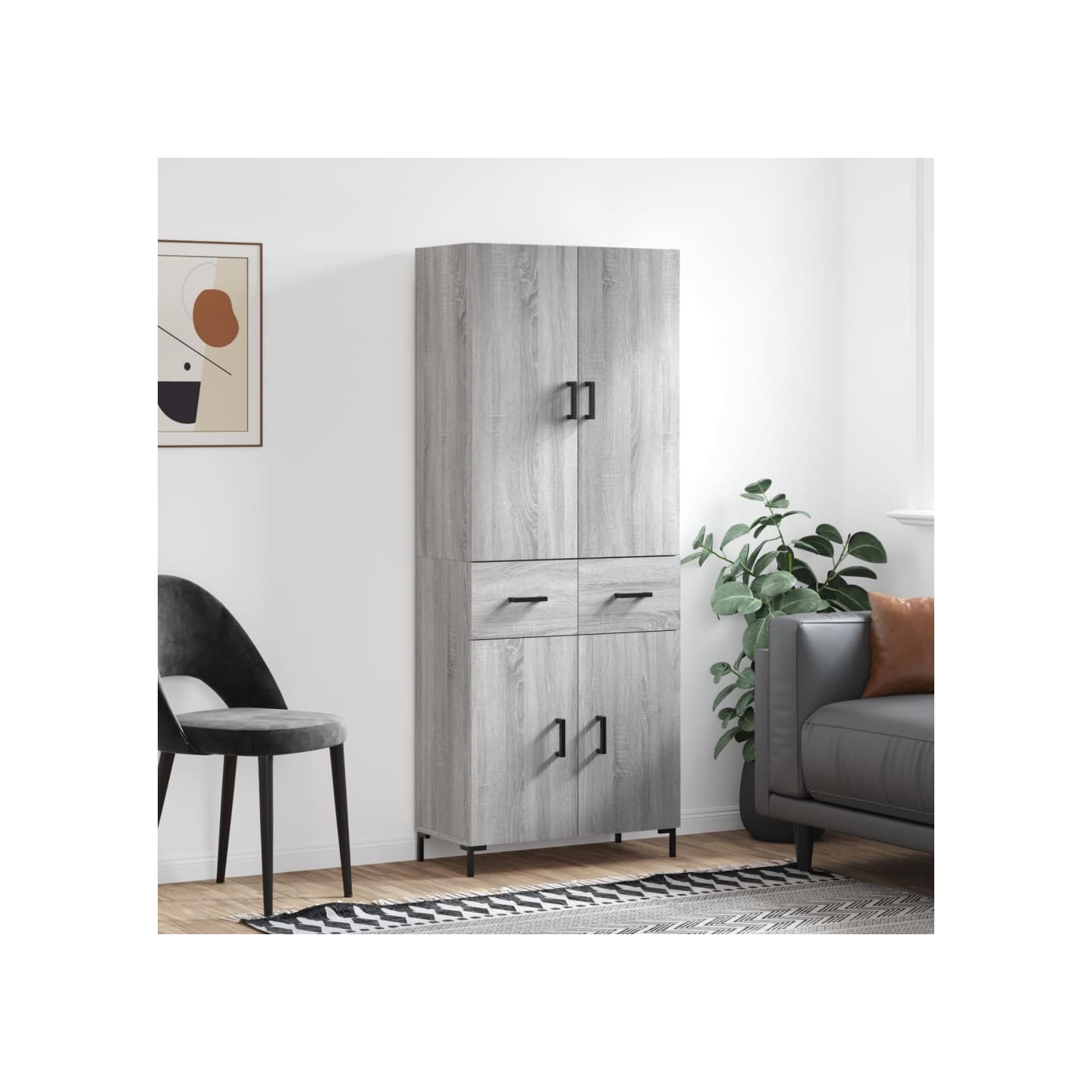 Buffet haut Sonoma gris 69,5x34x180 cm Bois d'ingénierie