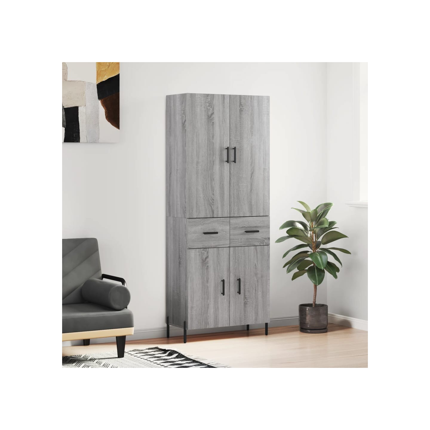 Buffet haut Sonoma gris 69,5x34x180 cm Bois d'ingénierie