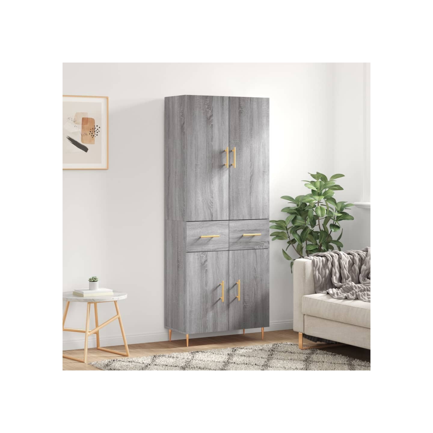 Buffet haut Sonoma gris 69,5x34x180 cm Bois d'ingénierie