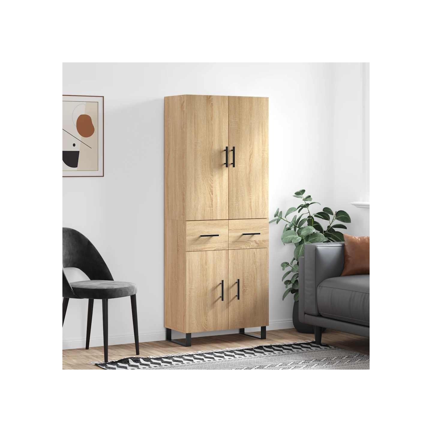 Buffet haut Chêne sonoma 69,5x34x180 cm Bois d'ingénierie
