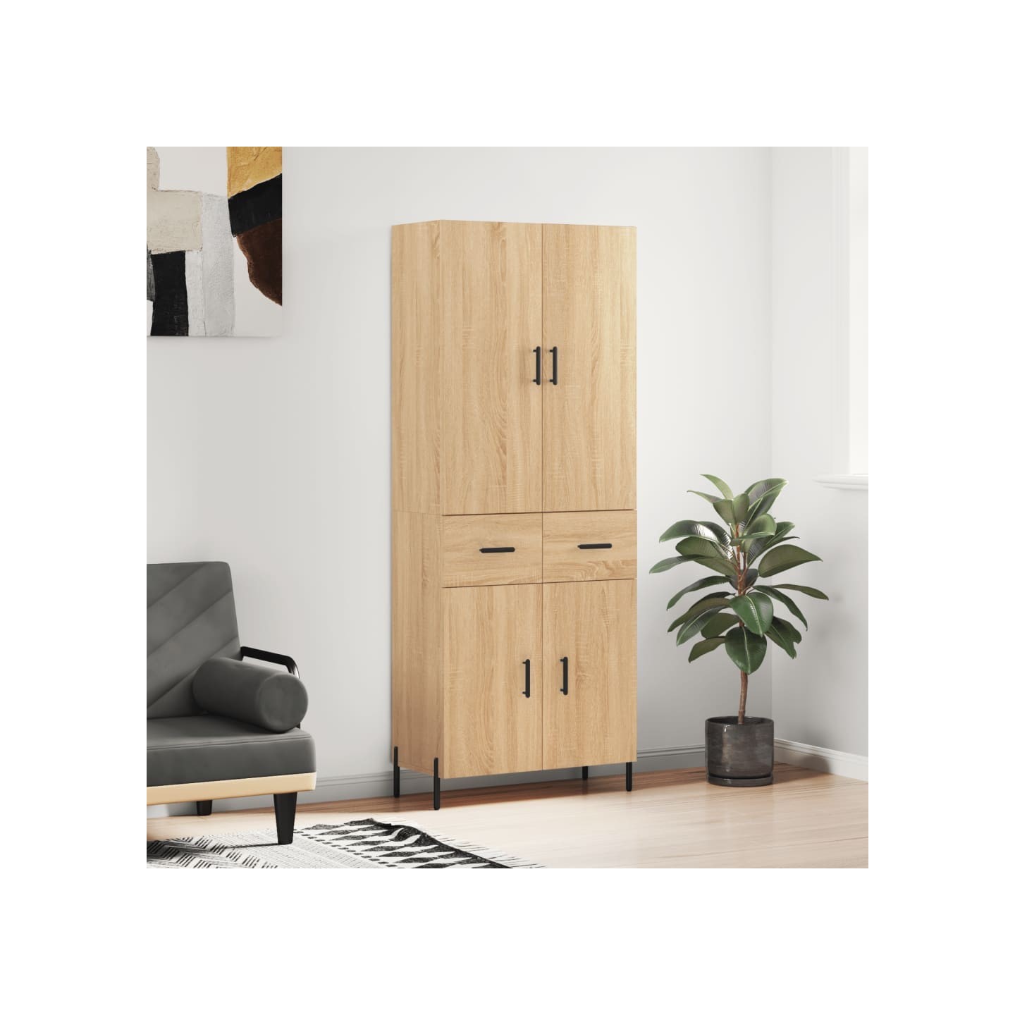 Buffet haut Chêne sonoma 69,5x34x180 cm Bois d'ingénierie