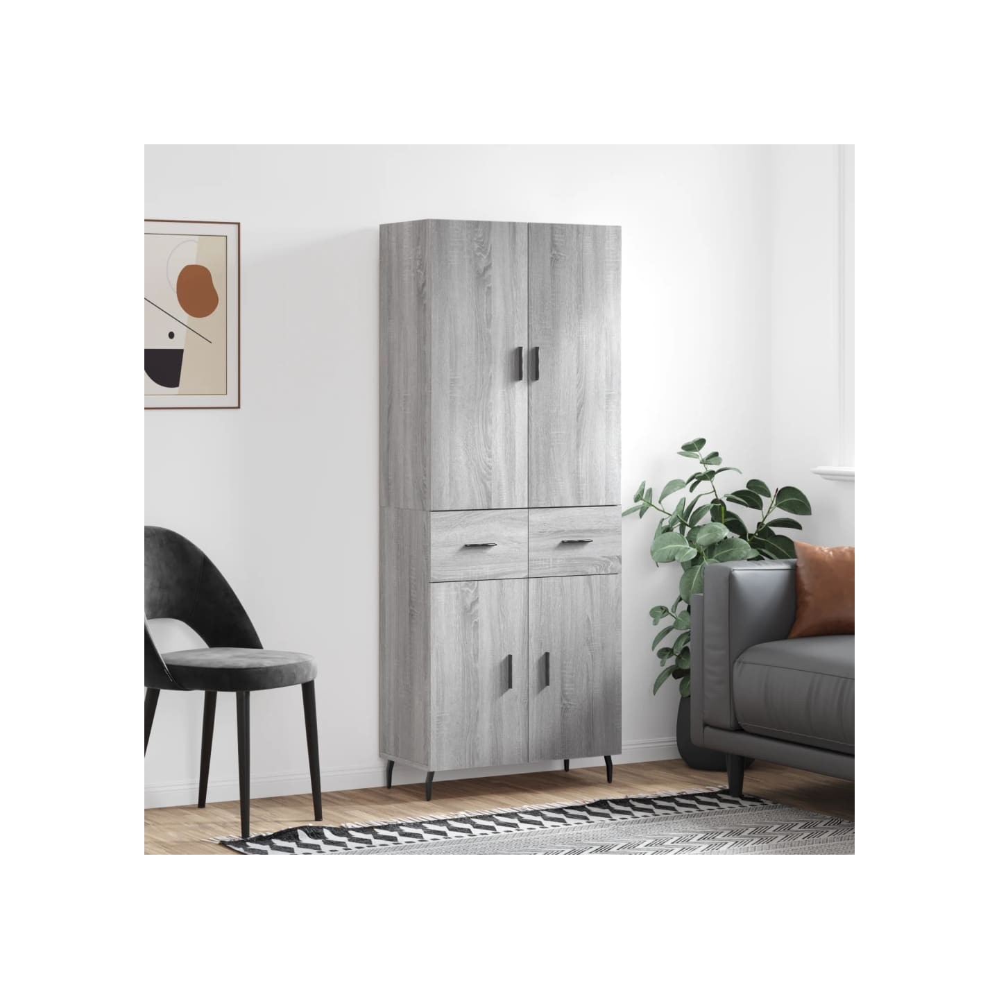 Buffet haut Sonoma gris 69,5x34x180 cm Bois d'ingénierie