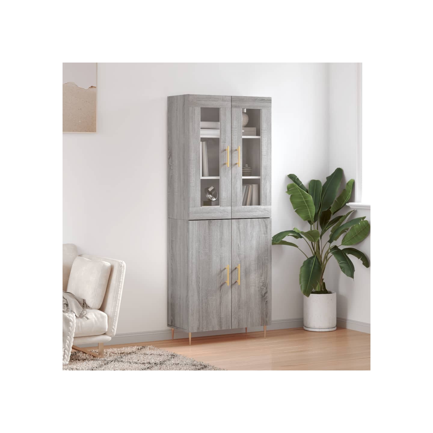 Buffet haut Sonoma gris 69,5x34x180 cm Bois d'ingénierie