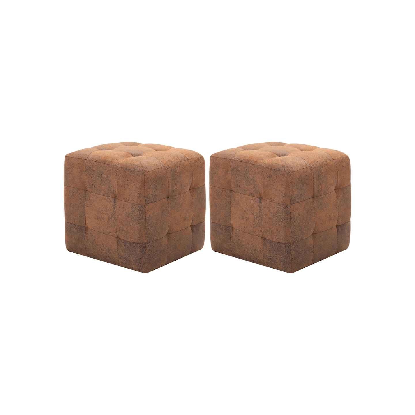 2 pcs Poufs Marron 30 x 30 x 30 cm Similicuir daim
