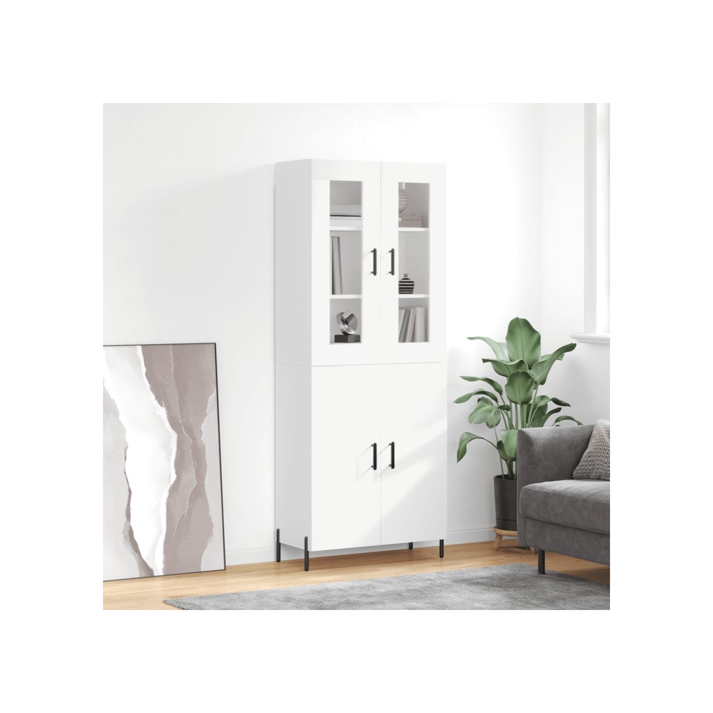 Buffet haut Blanc 69,5x34x180 cm Bois d'ingénierie
