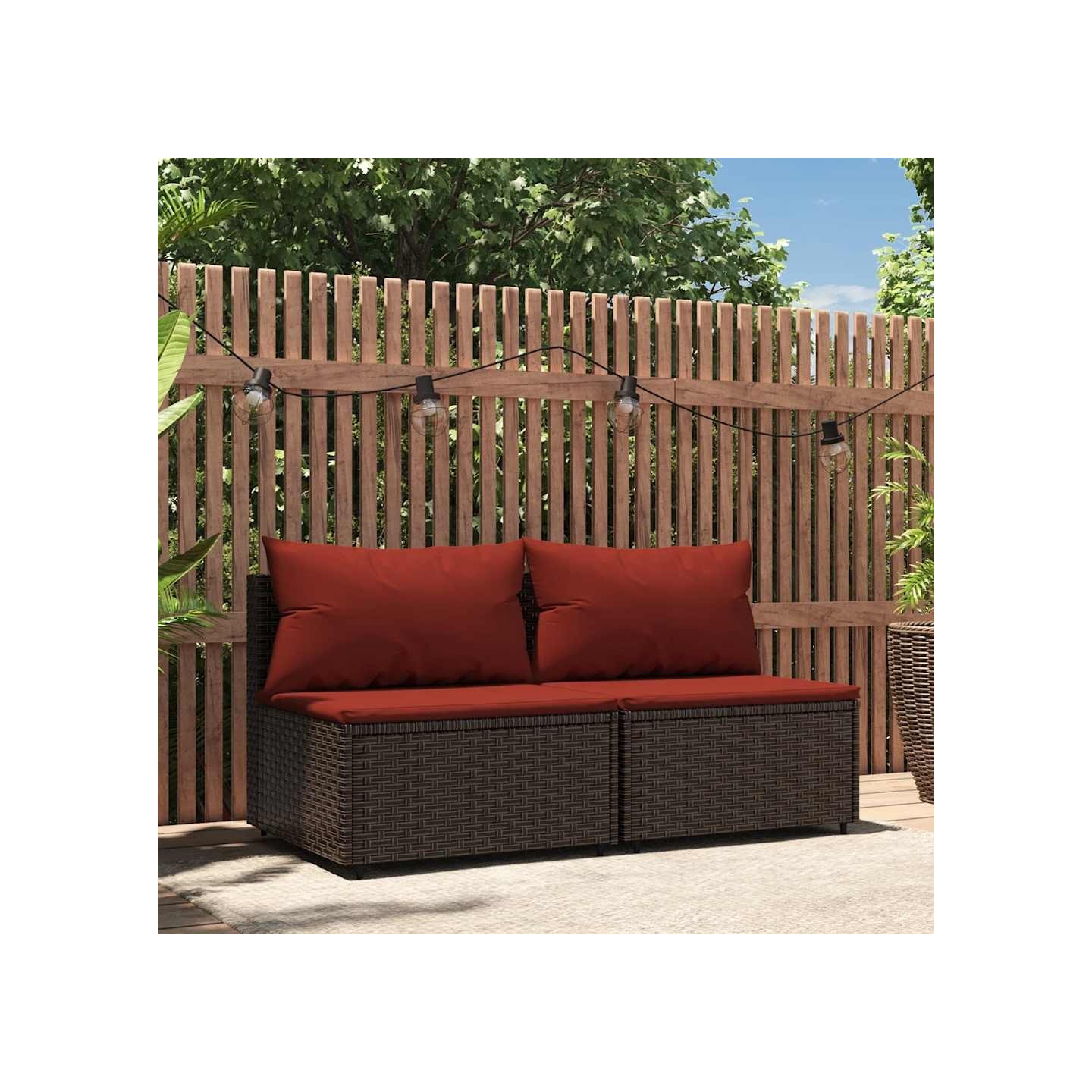 Canapés centraux de jardin coussins 2pcs marron résine tressée