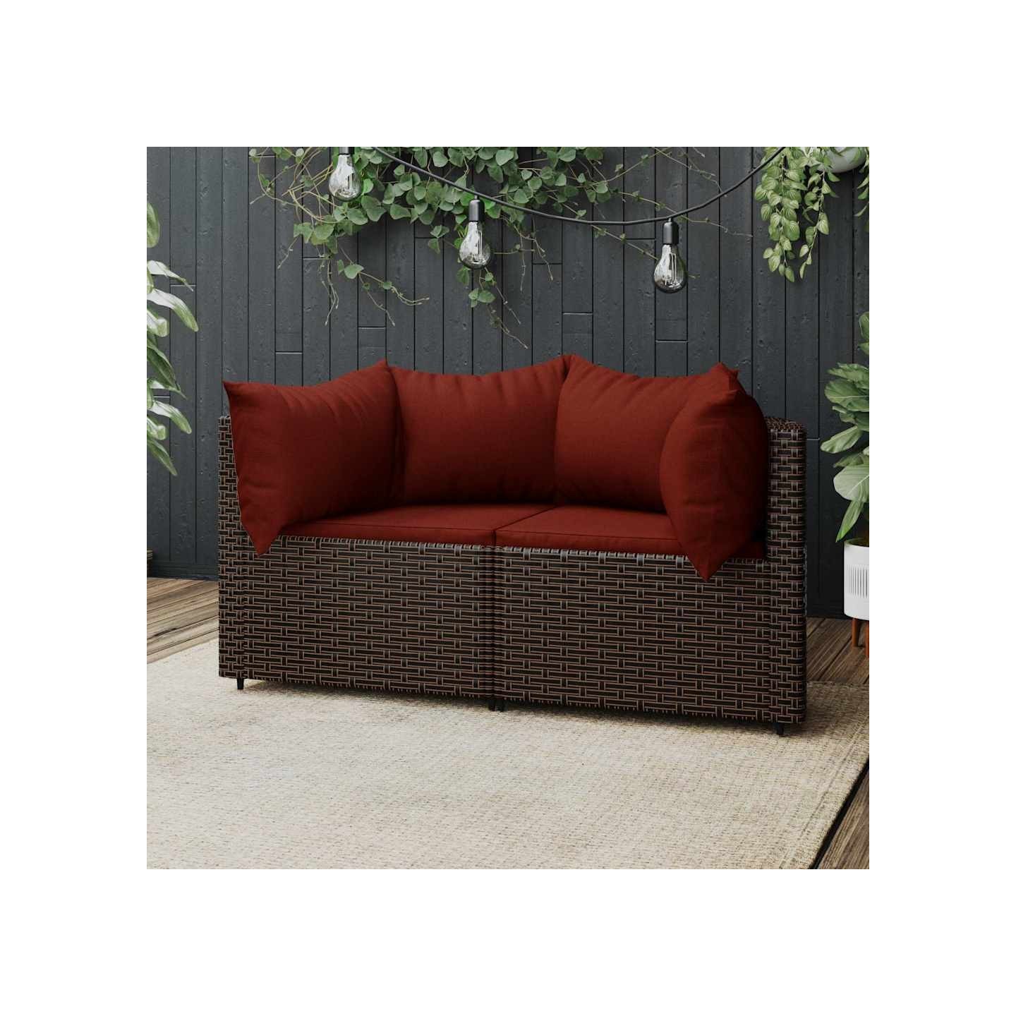 Canapés d'angle de jardin et coussins2pcs marron résine tressée