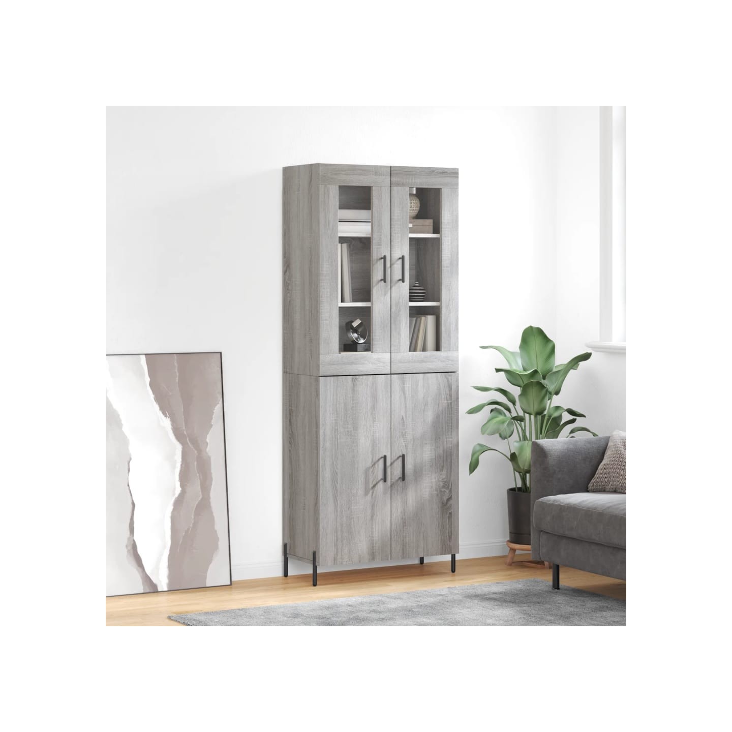 Buffet haut Sonoma gris 69,5x34x180 cm Bois d'ingénierie