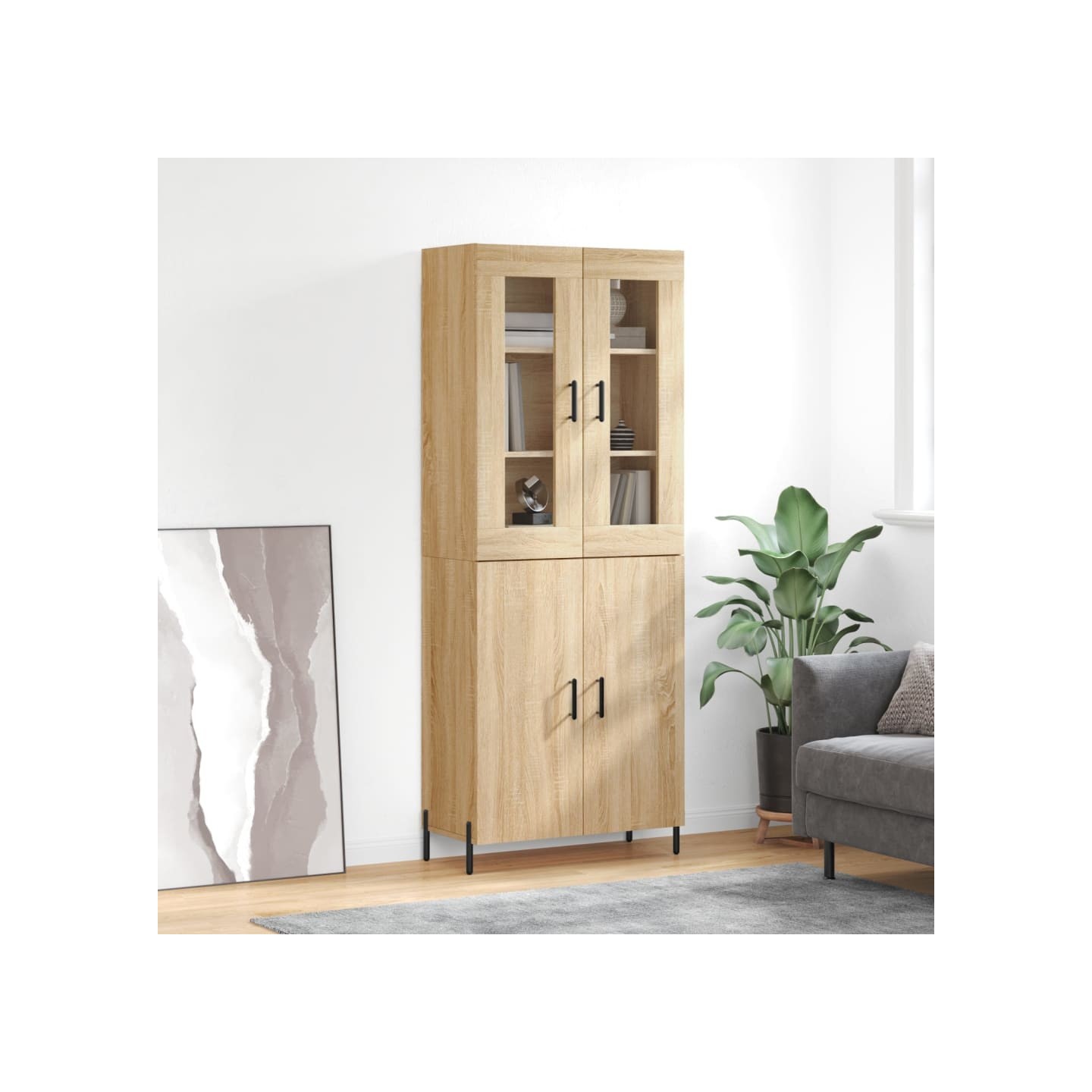 Buffet haut Chêne sonoma 69,5x34x180 cm Bois d'ingénierie