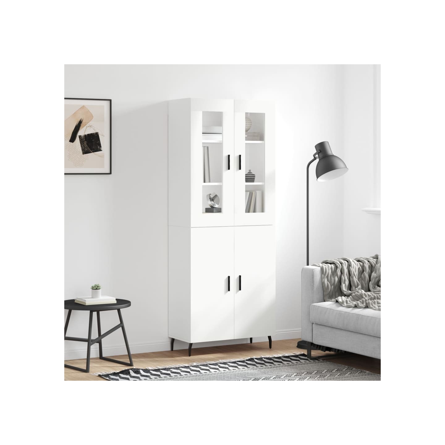 Buffet haut Blanc 69,5x34x180 cm Bois d'ingénierie