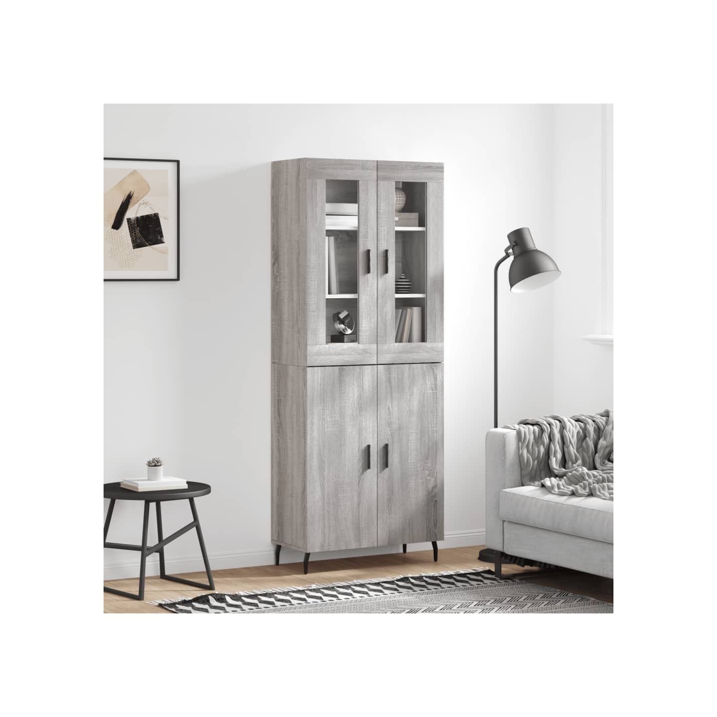 Buffet haut Sonoma gris 69,5x34x180 cm Bois d'ingénierie