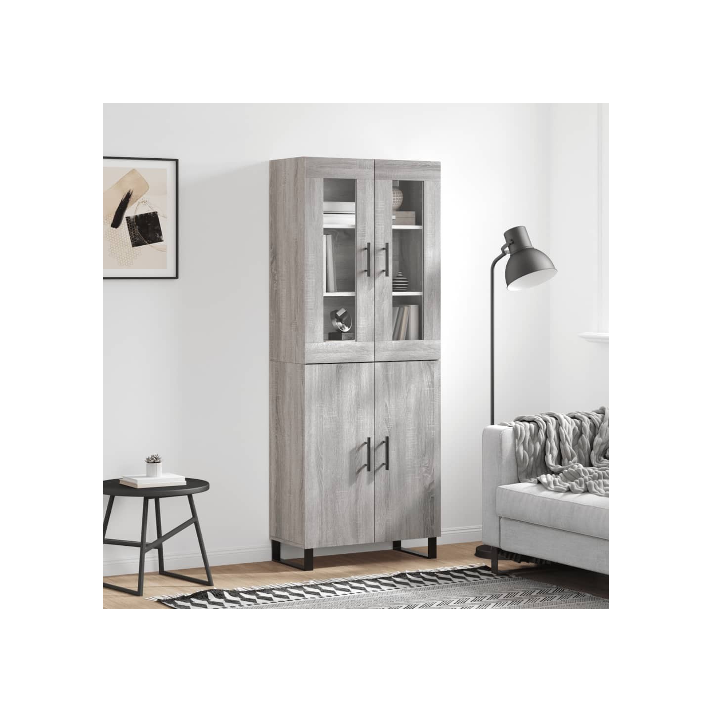 Buffet haut Sonoma gris 69,5x34x180 cm Bois d'ingénierie