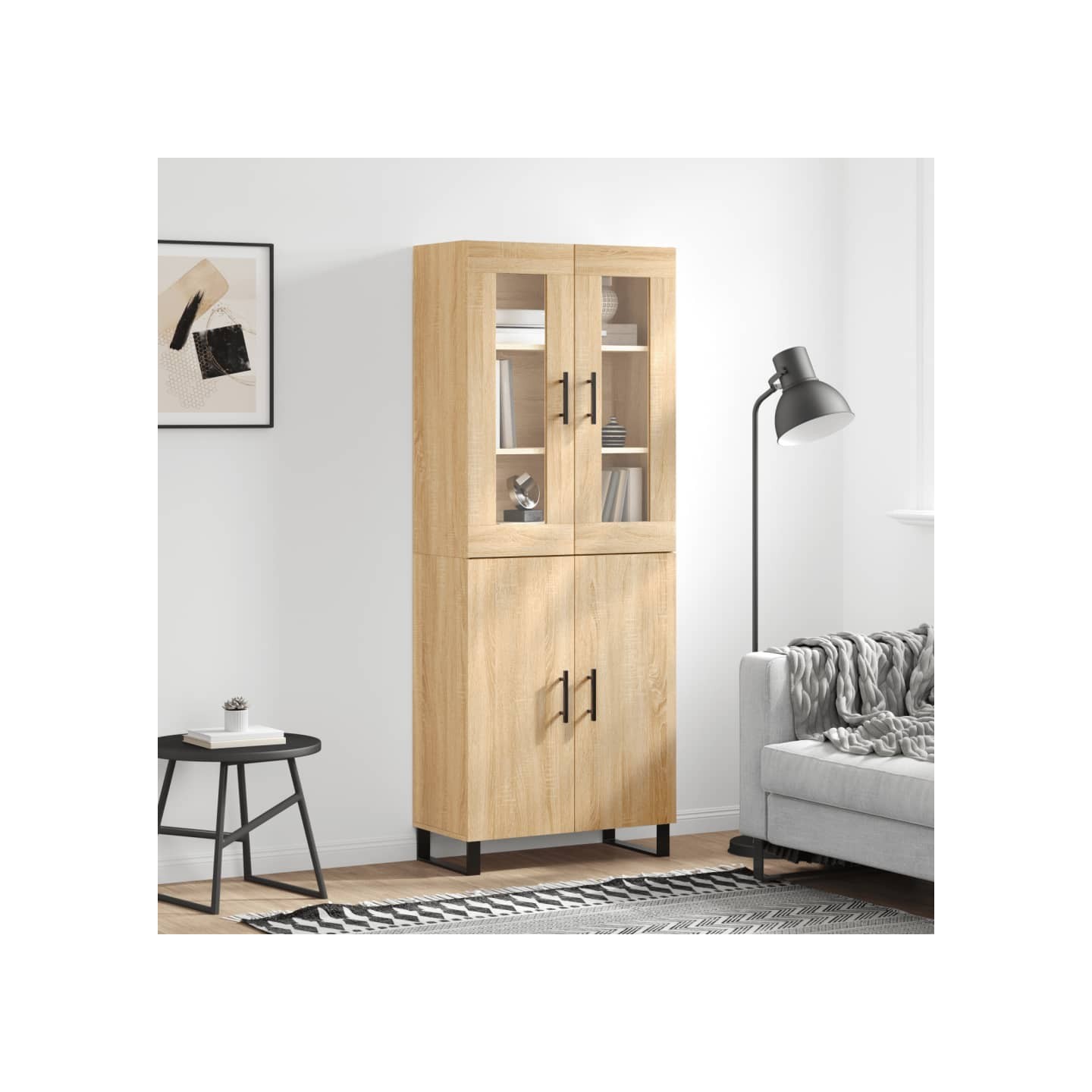 Buffet haut Chêne sonoma 69,5x34x180 cm Bois d'ingénierie