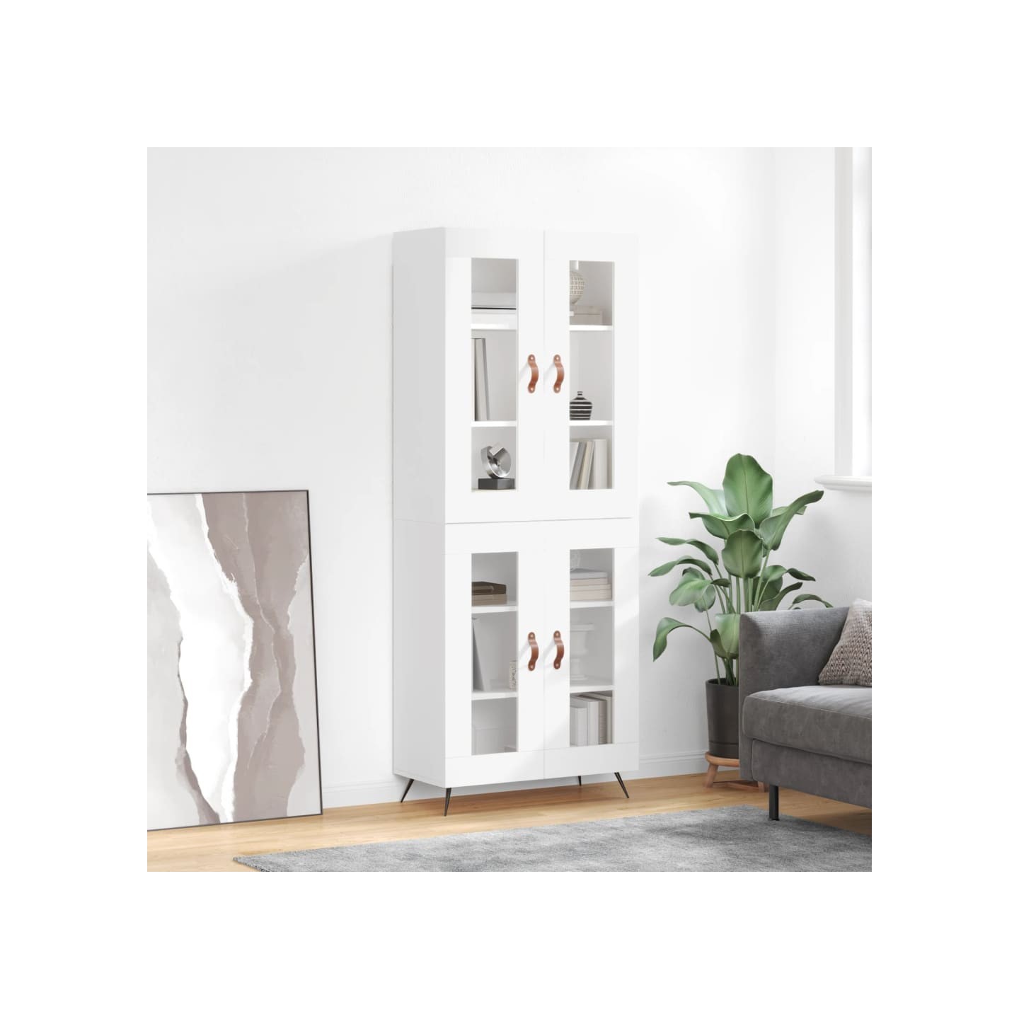 Buffet haut Blanc 69,5x34x180 cm Bois d'ingénierie
