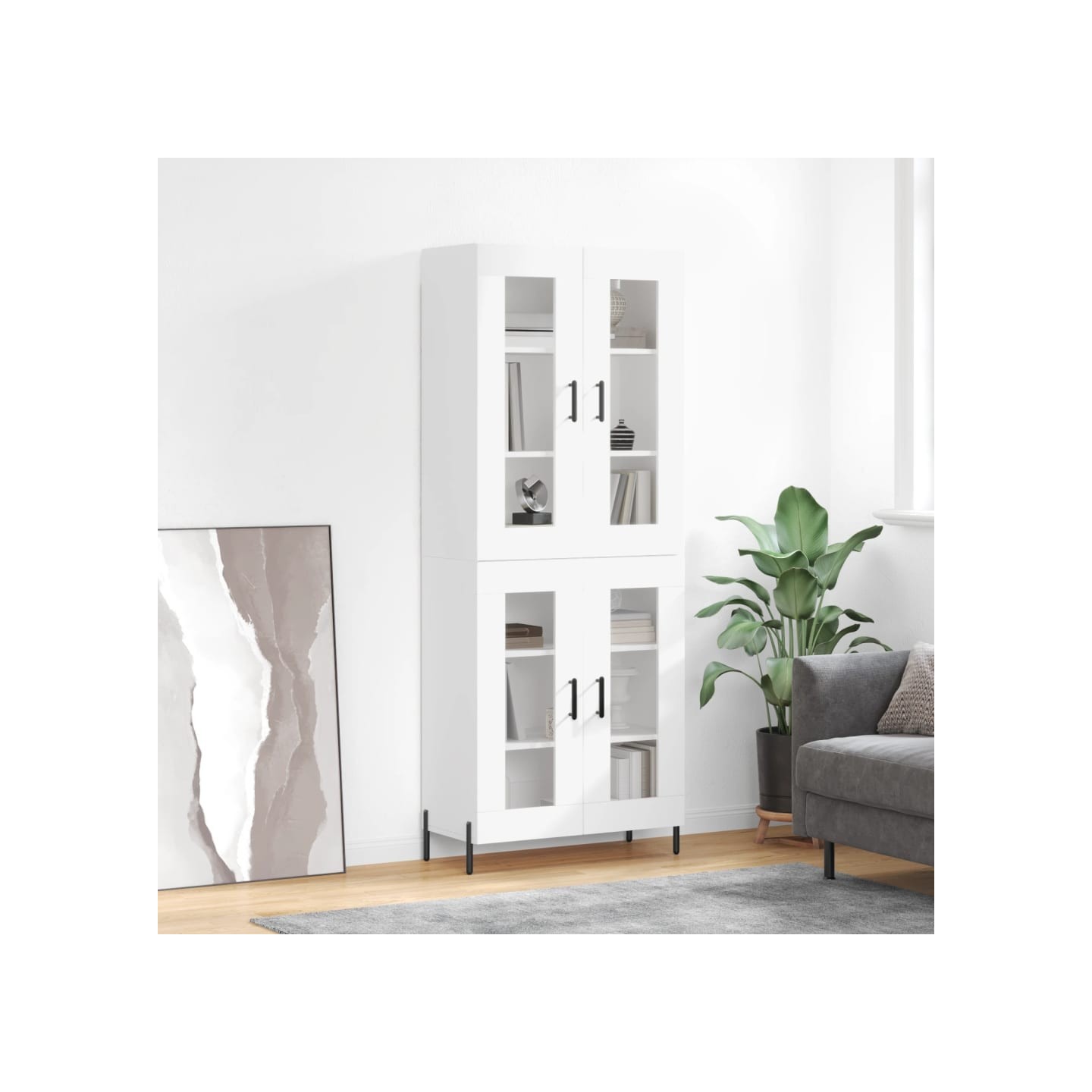 Buffet haut Blanc 69,5x34x180 cm Bois d'ingénierie