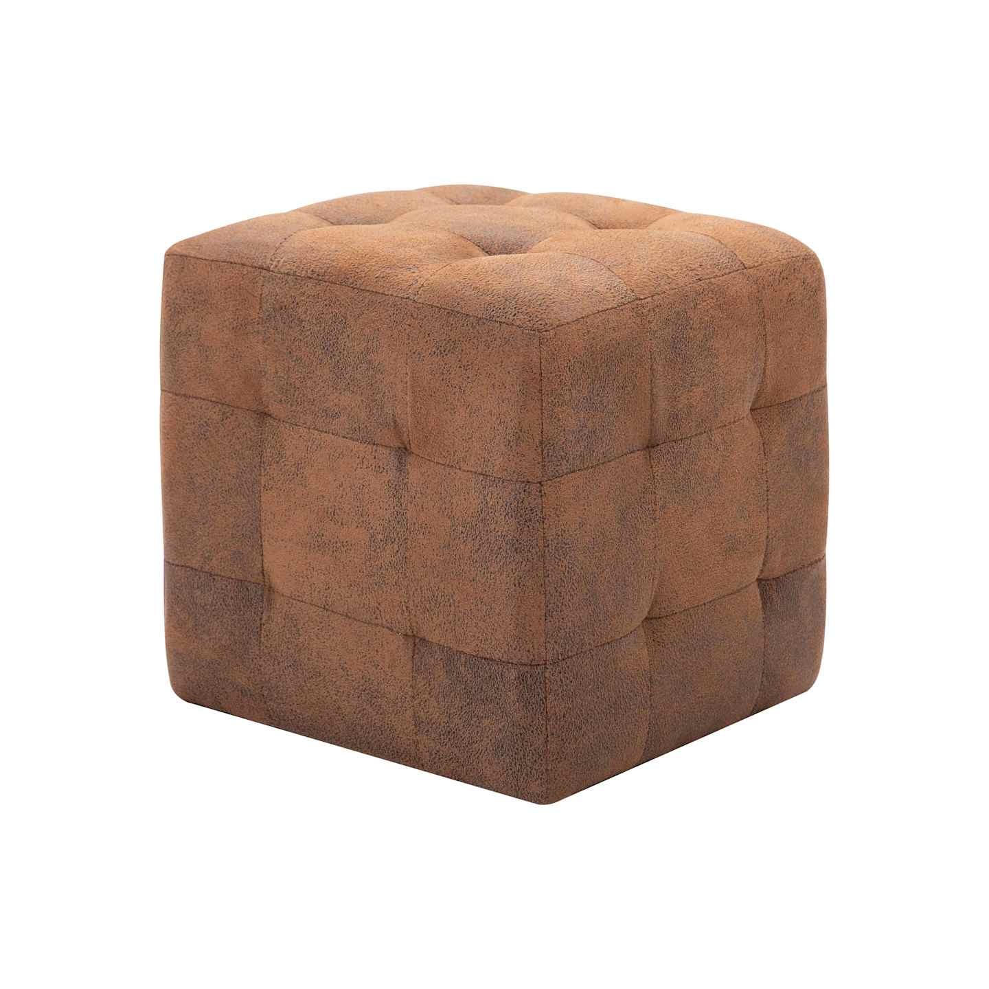 2 pcs Poufs Marron 30 x 30 x 30 cm Similicuir daim
