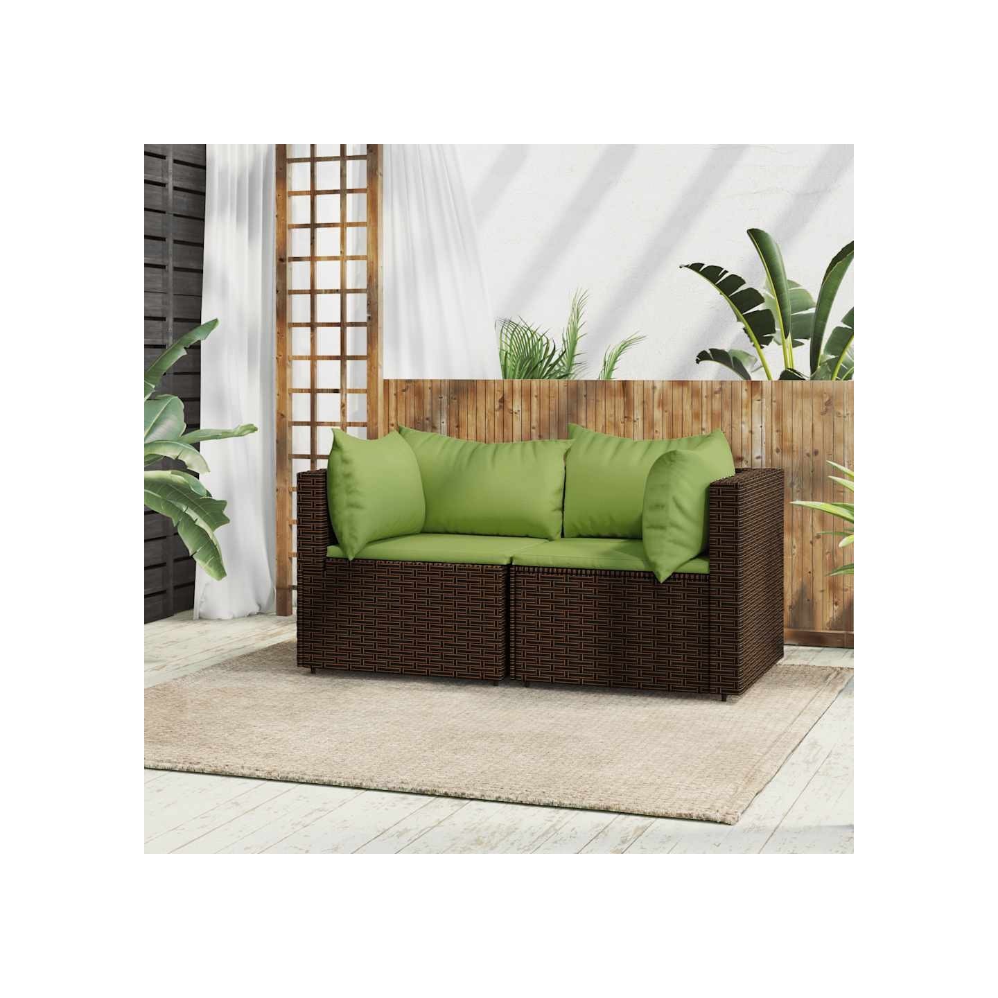Canapés d'angle de jardin et coussins2pcs marron résine tressée