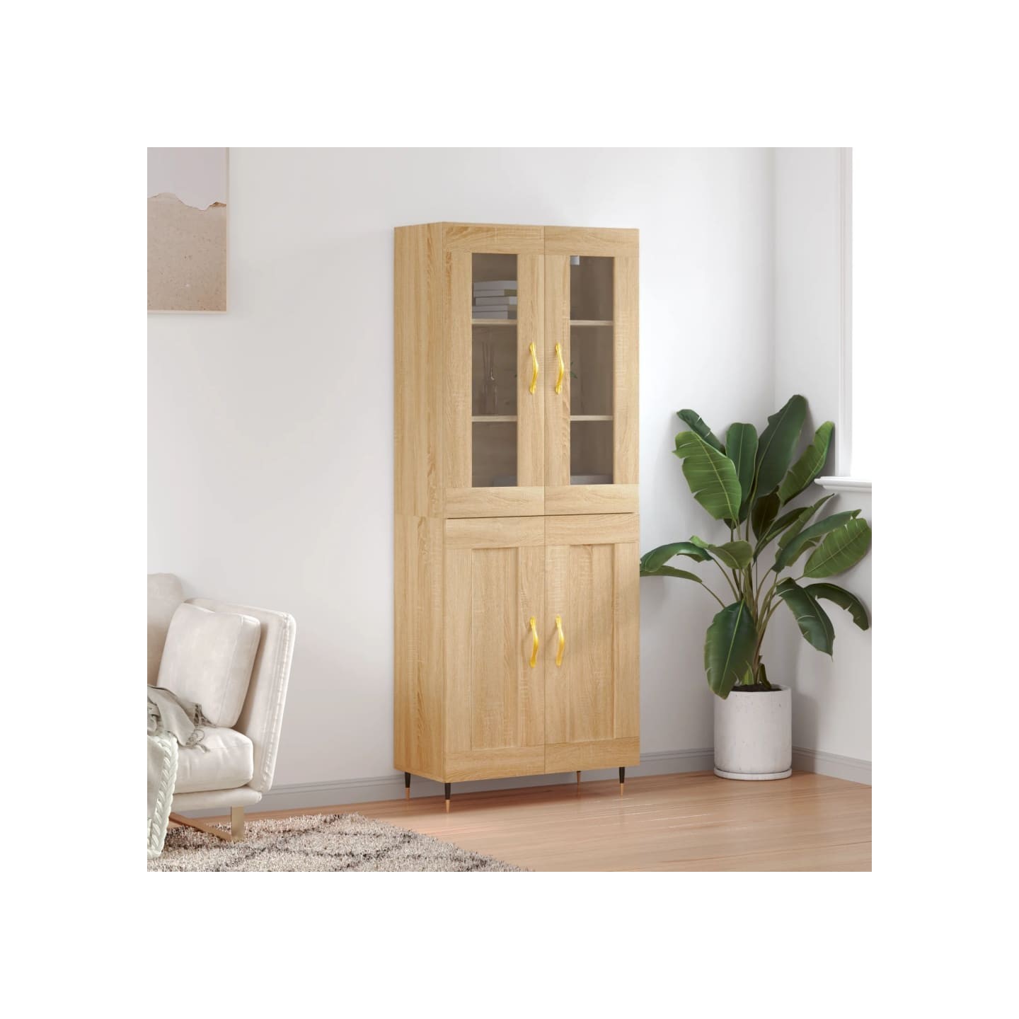Buffet haut Chêne sonoma 69,5x34x180 cm Bois d'ingénierie