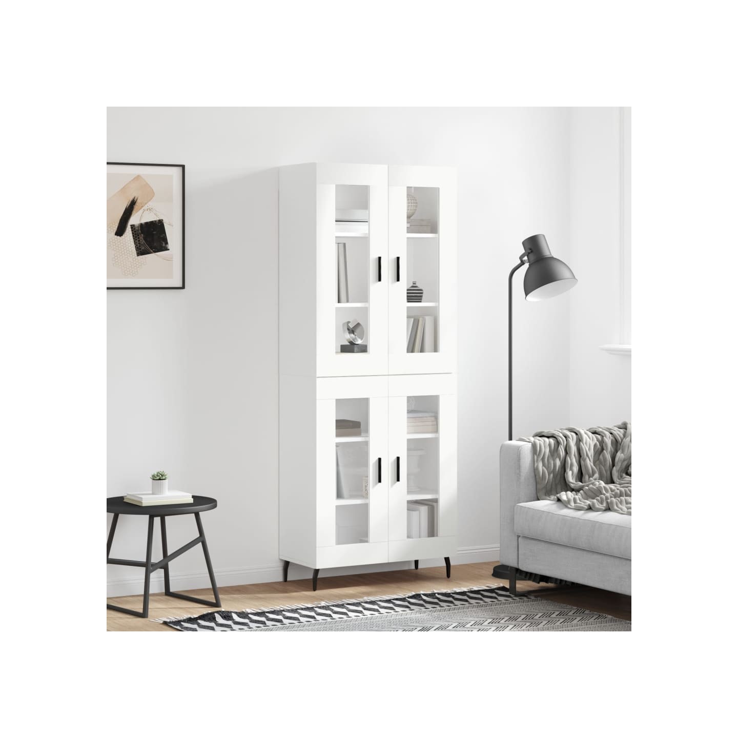 Buffet haut Blanc 69,5x34x180 cm Bois d'ingénierie